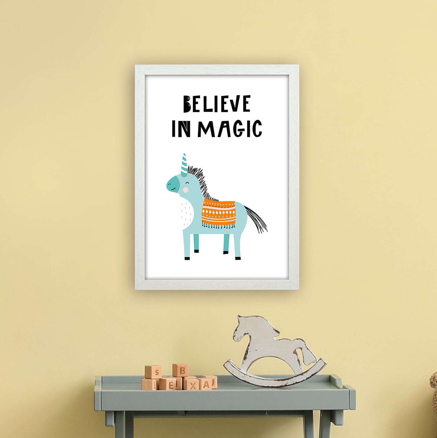 Believe In Magic Animal Pop Art Print by Pixy Paper A3 Oak Frame