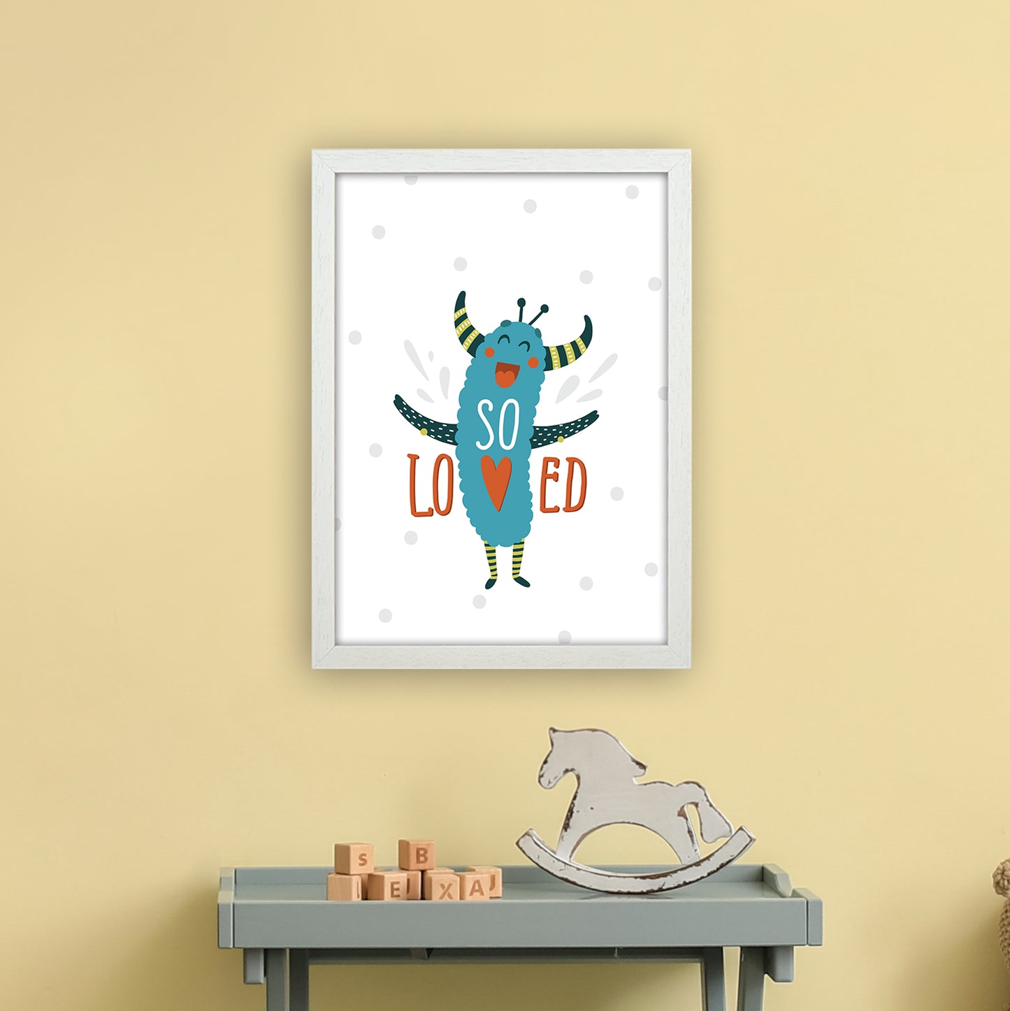 Little Monsters So Loved Art Print by Pixy Paper A3 Oak Frame