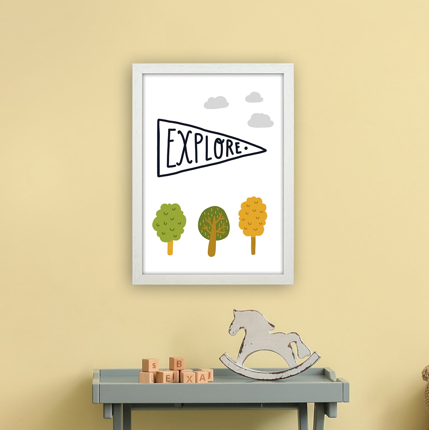 Little Explorer Sign Art Print by Pixy Paper A3 Oak Frame