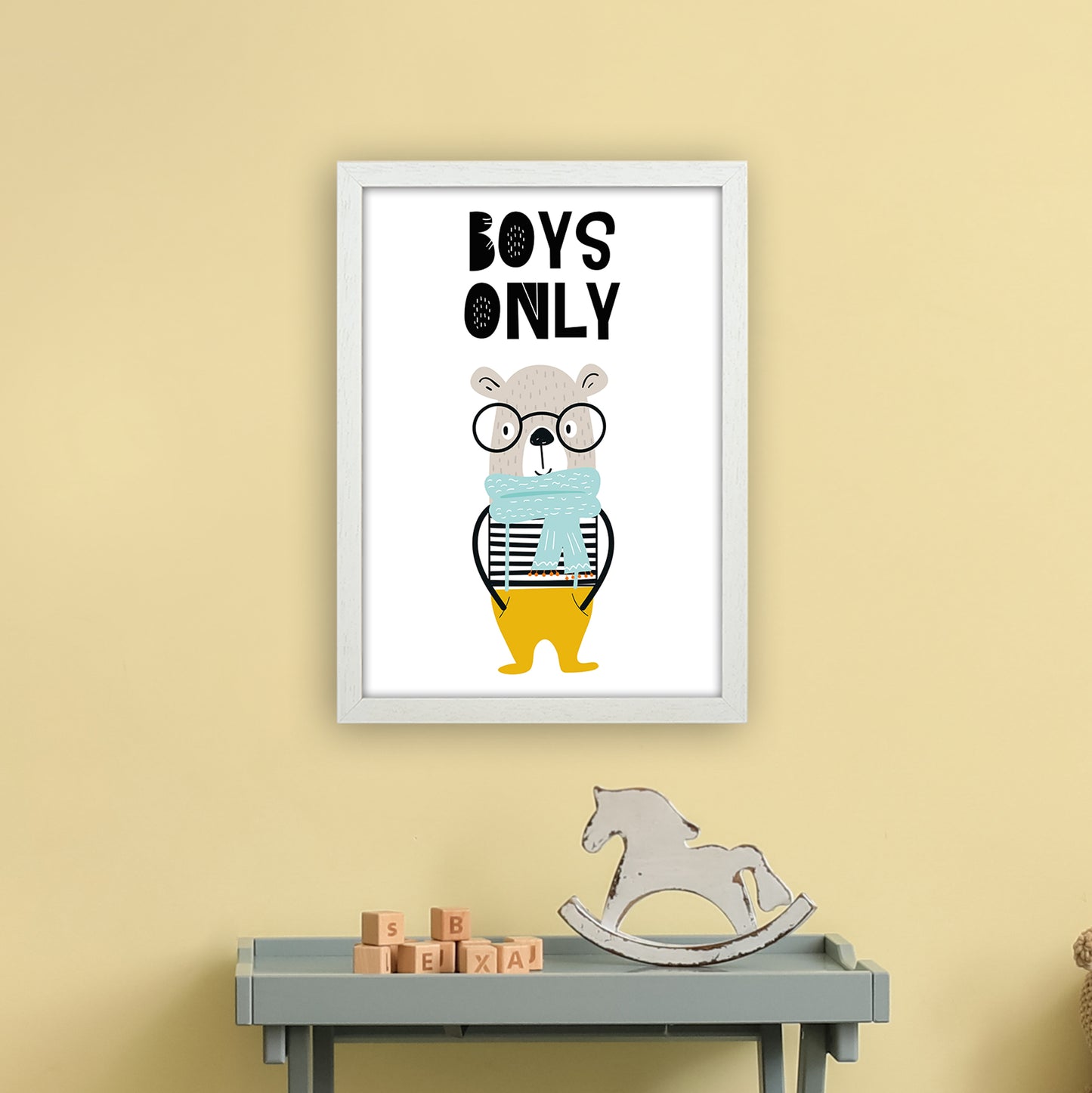 Boys Only Animal Pop Art Print by Pixy Paper A3 Oak Frame