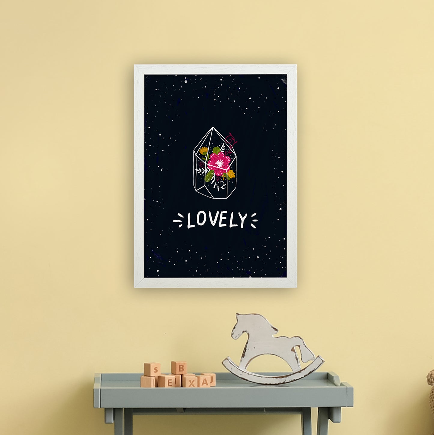 Lovely Night Sky Art Print by Pixy Paper A3 Oak Frame