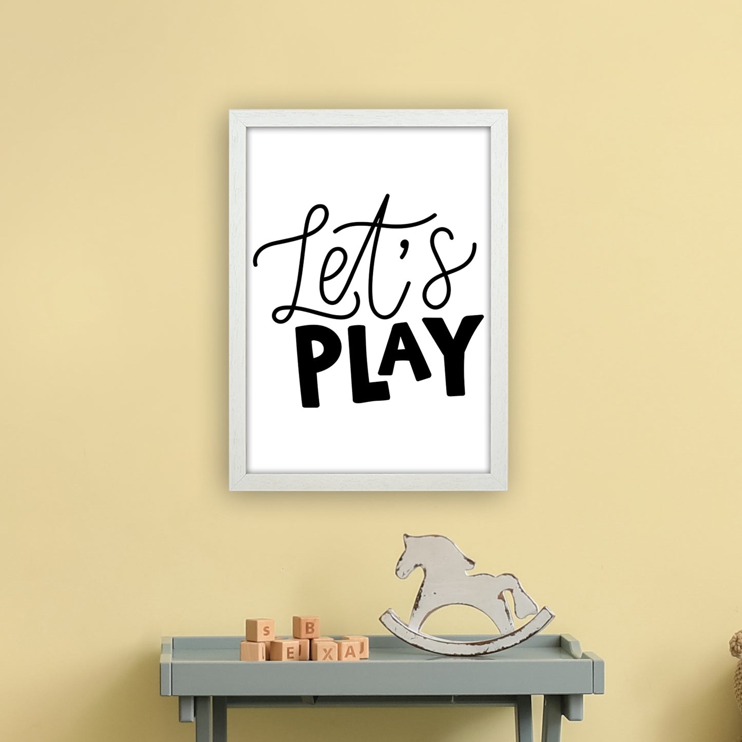 Let'S Play Black Art Print by Pixy Paper A3 Oak Frame