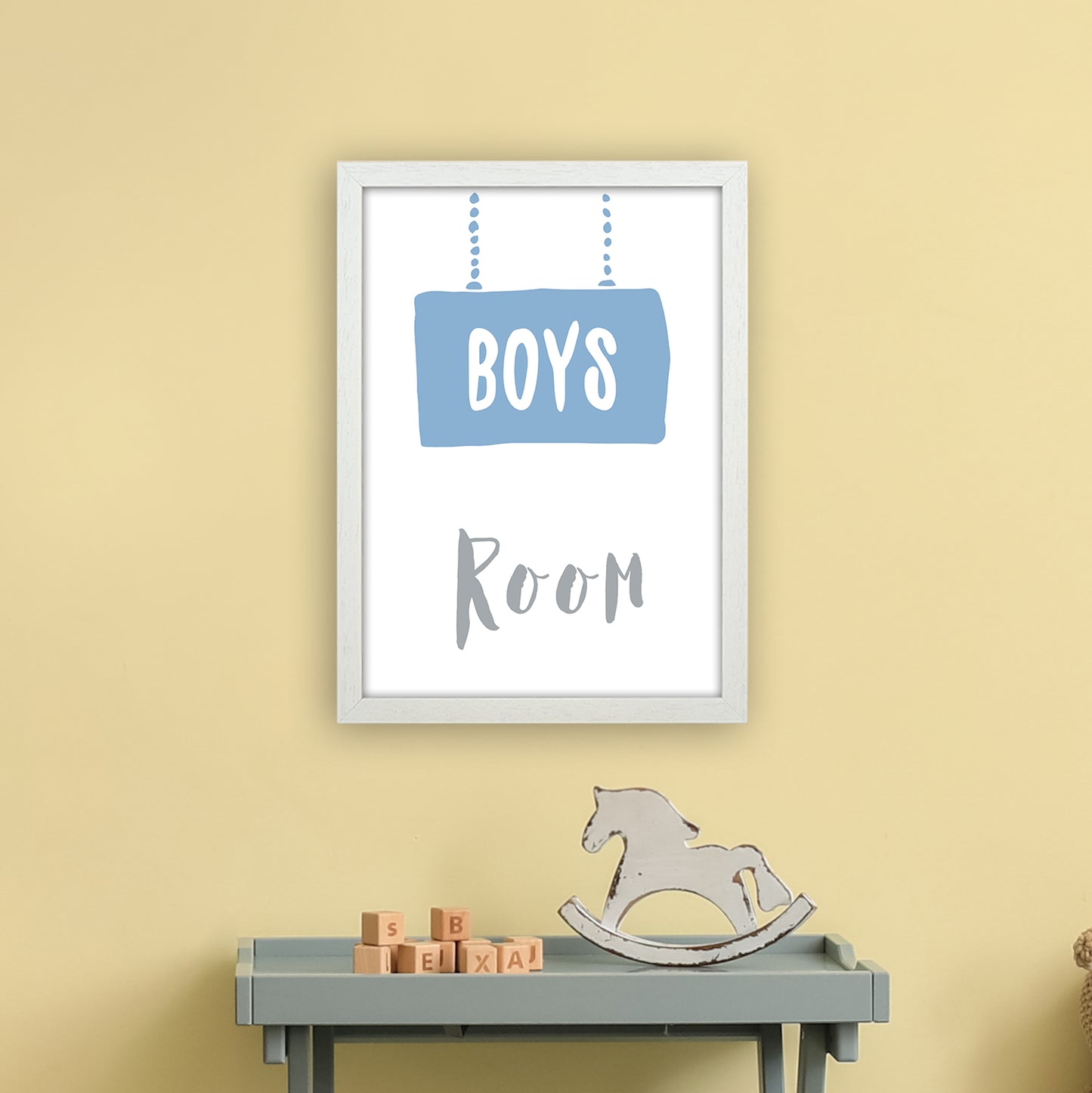 Boys Room Blue Art Print by Pixy Paper A3 Oak Frame