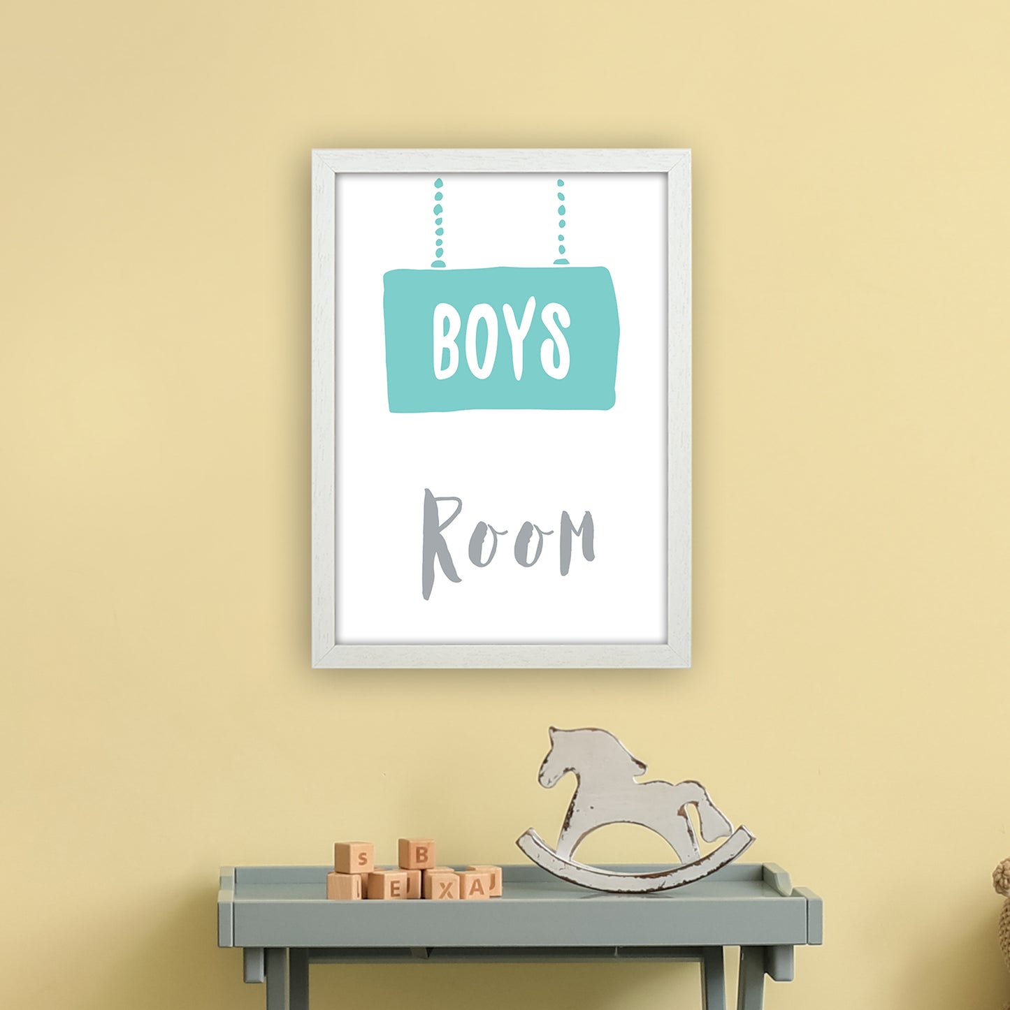 Boys Room Mint Art Print by Pixy Paper A3 Oak Frame