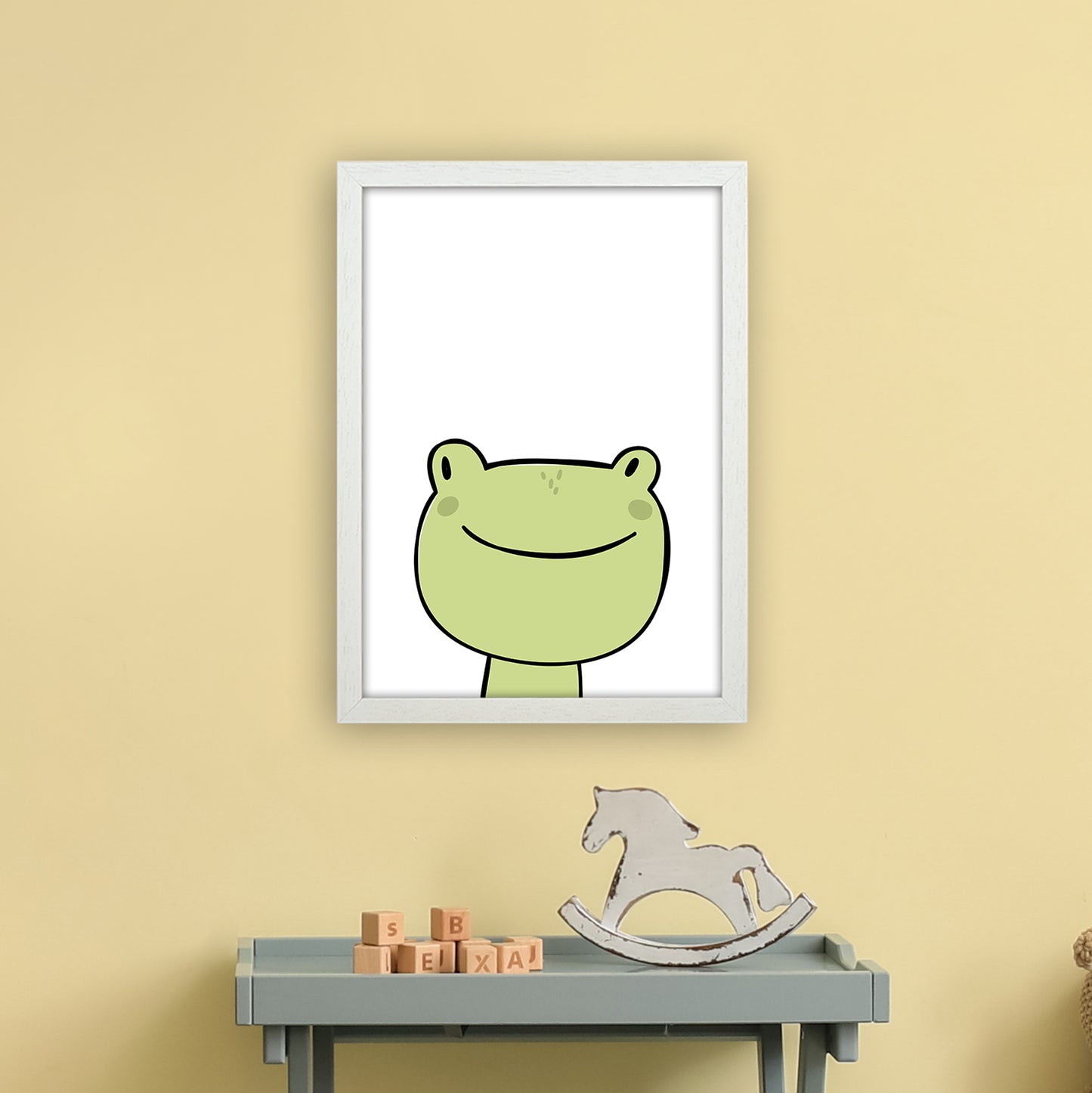 Frog Art Print by Pixy Paper A3 Oak Frame