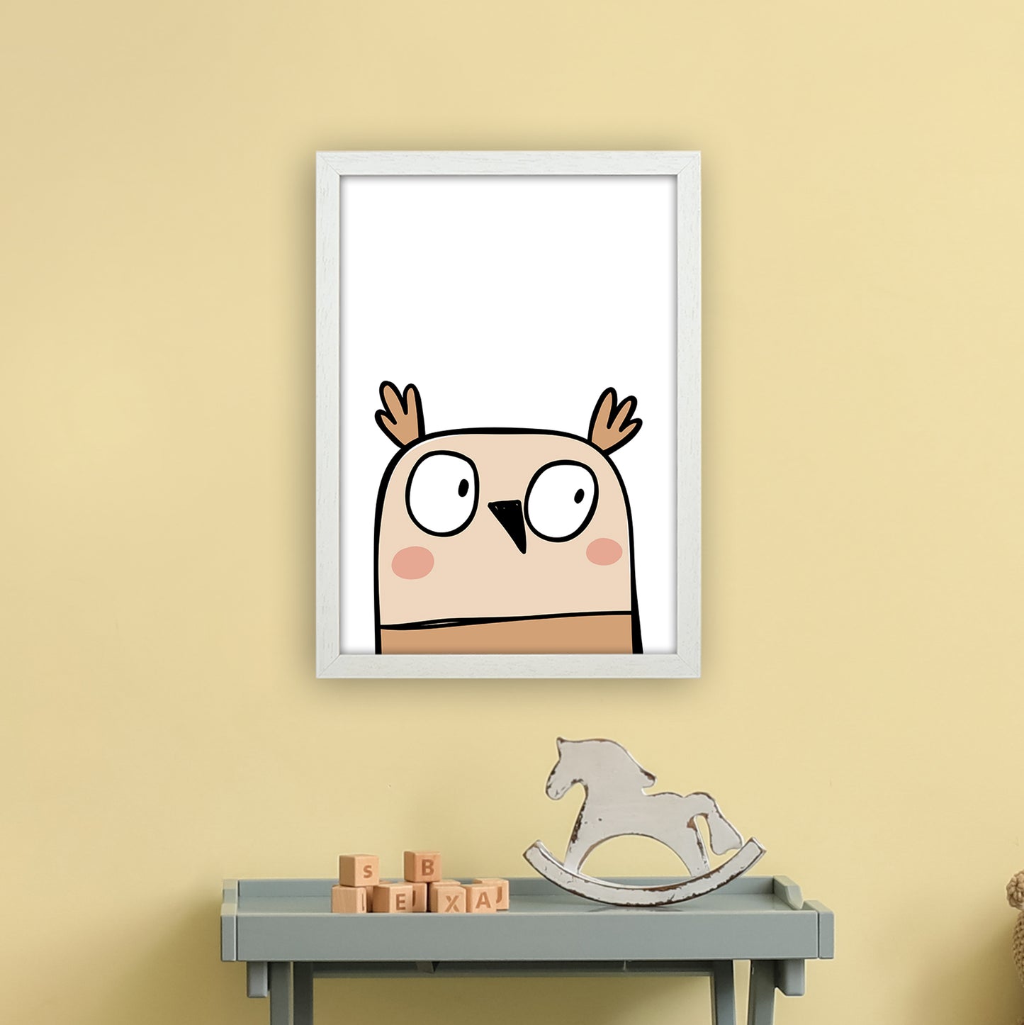 Owl Art Print by Pixy Paper A3 Oak Frame