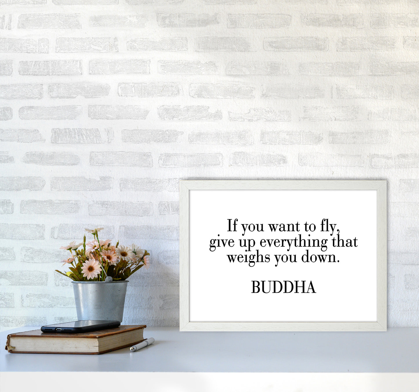 If You Want To Fly - Buddha Art Print by Pixy Paper A3 Oak Frame