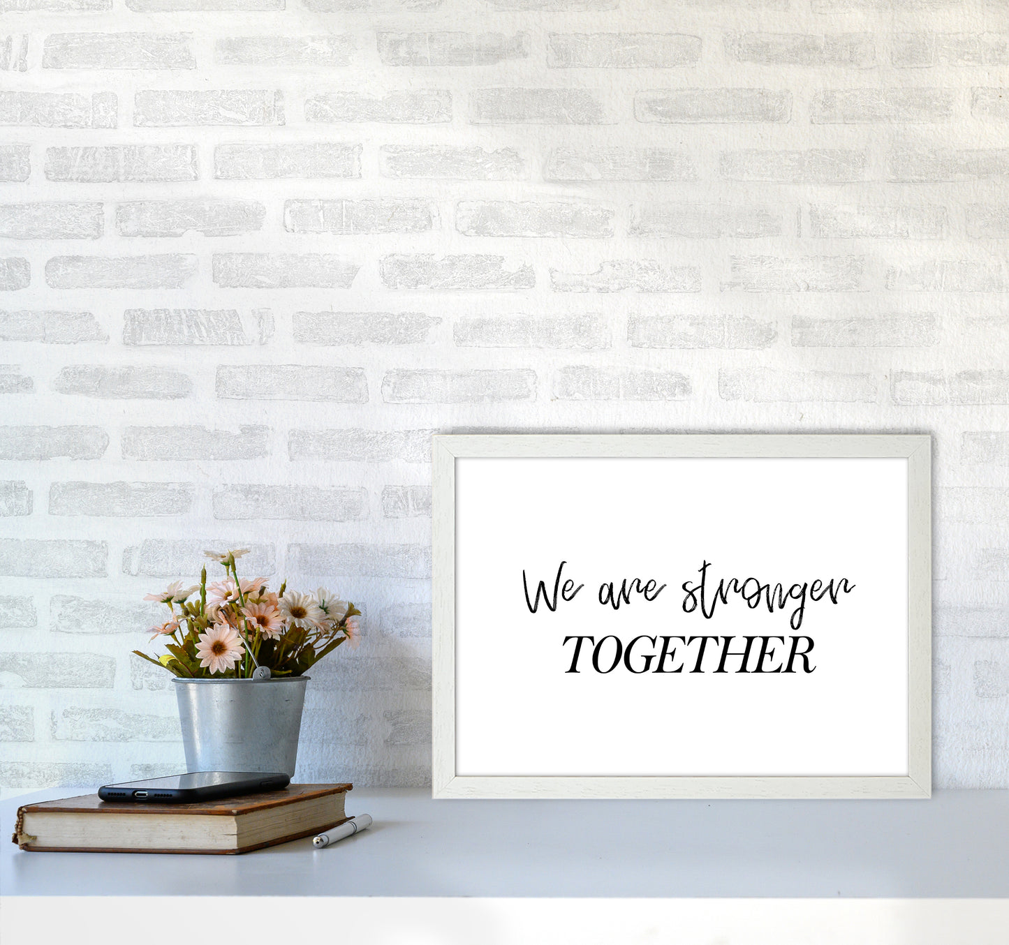 We Are Stronger Together Art Print by Pixy Paper A3 Oak Frame