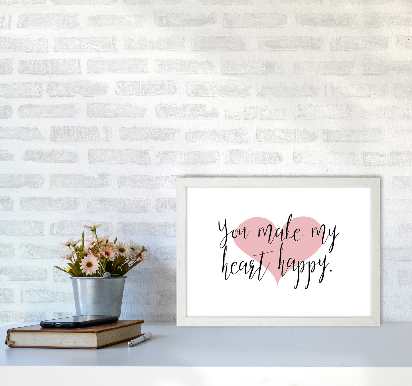 You Make My Heart Happy Art Print by Pixy Paper A3 Oak Frame