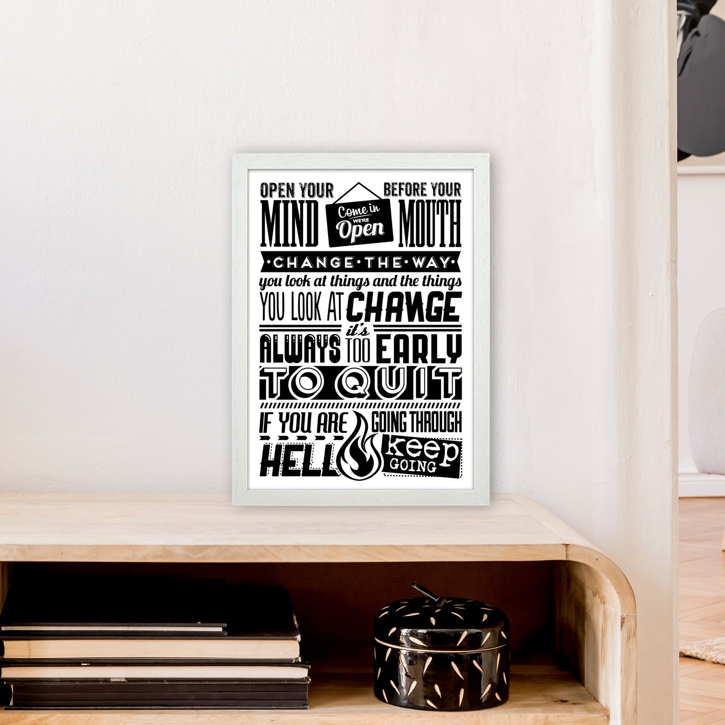 Open Your Mind Vintage Art Print by Pixy Paper A3 Oak Frame