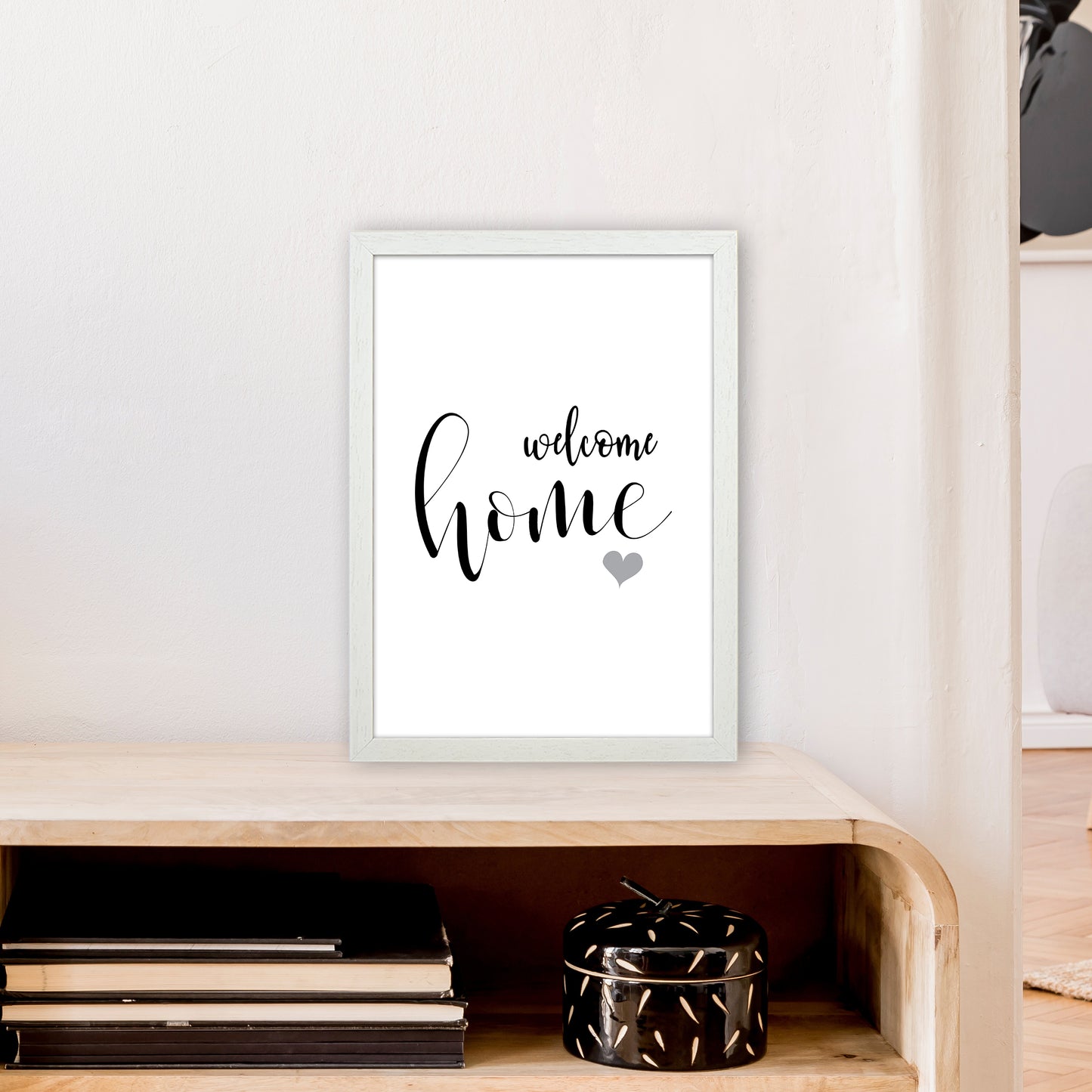 Welcome Home Art Print by Pixy Paper A3 Oak Frame
