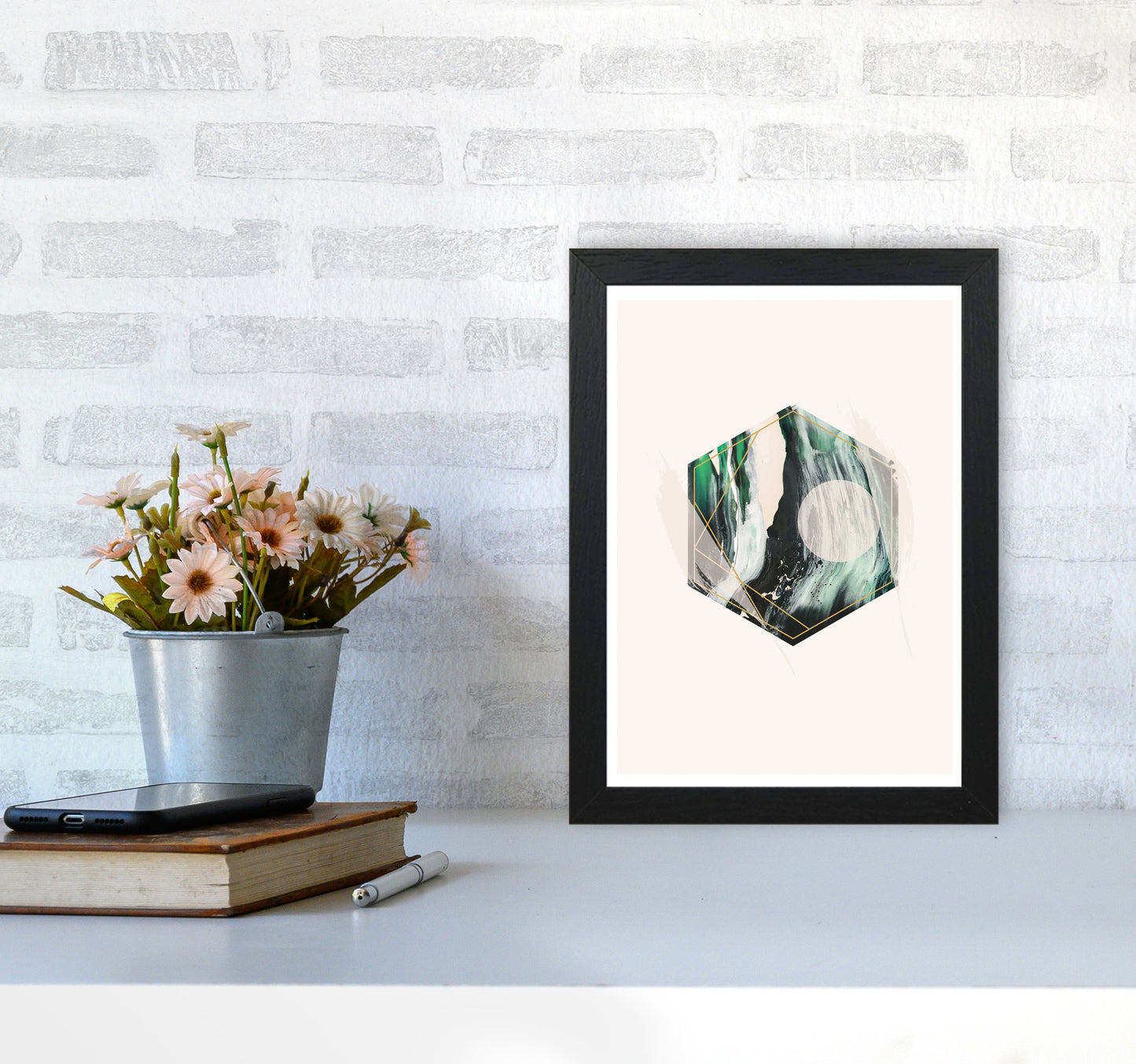 Random Geo Styles 1 Modern Print A4 White Frame