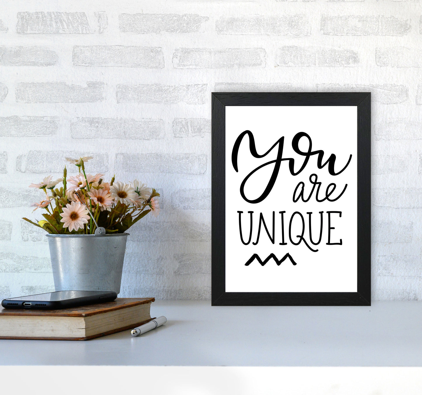 You Are Unique Modern Print A4 White Frame