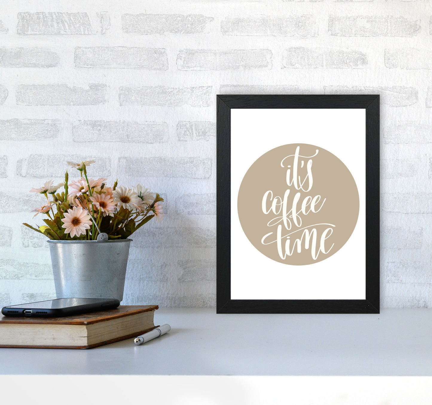 It's Coffee Time Framed Typography Wall Art Print A4 White Frame