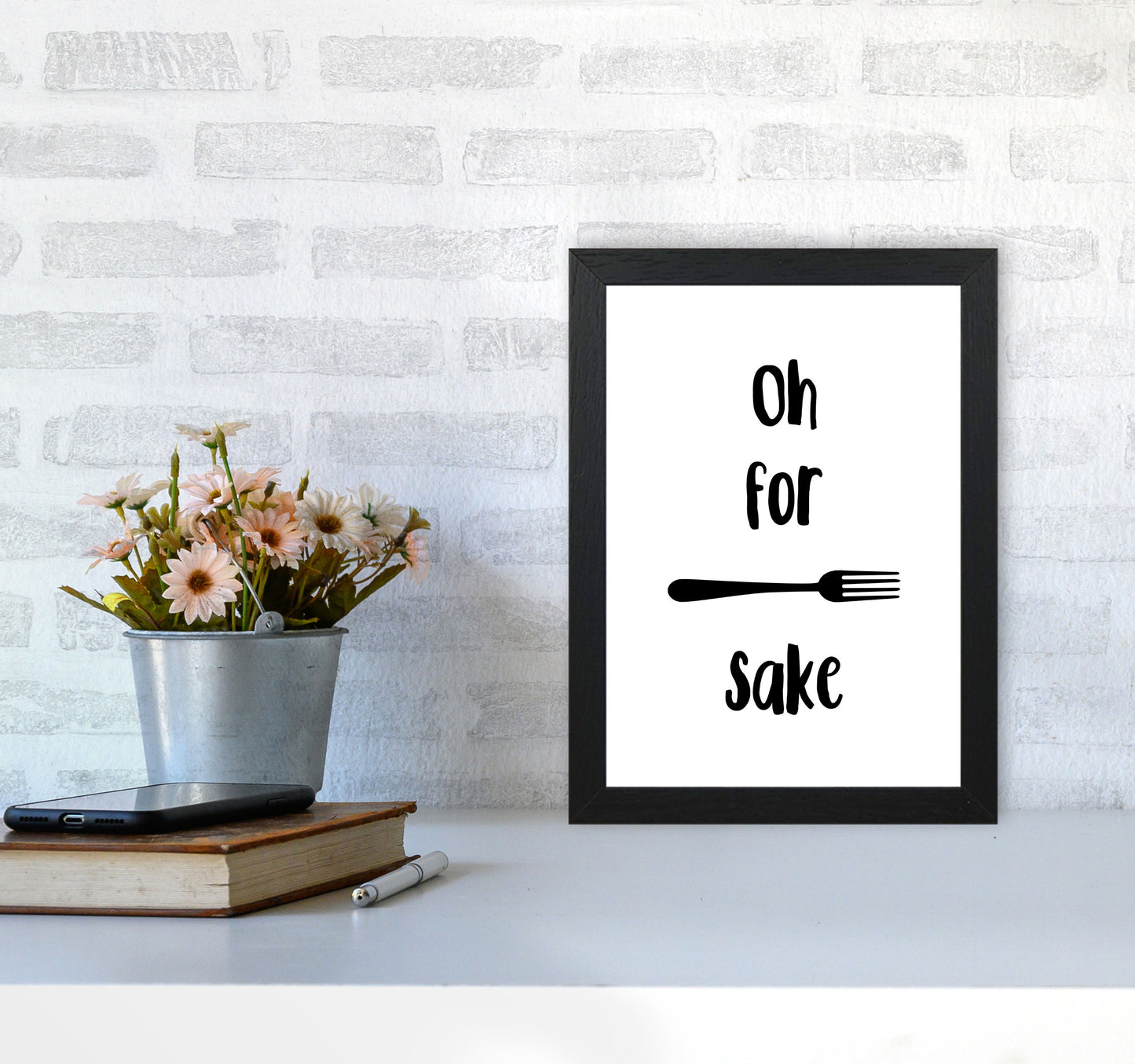 Forks Sake Framed Typography Wall Art Print A4 White Frame