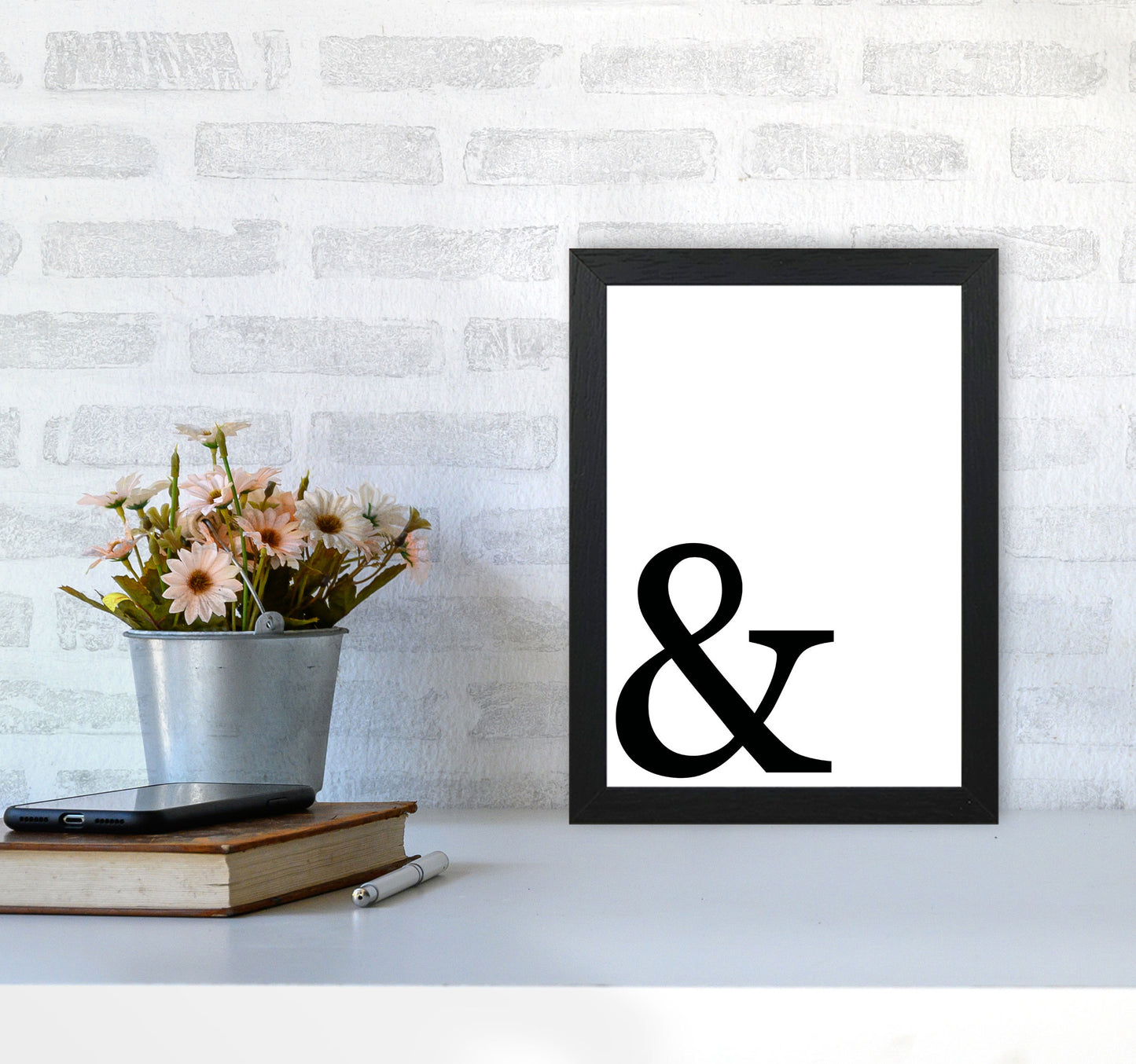 Ampersand Framed Typography Wall Art Print A4 White Frame