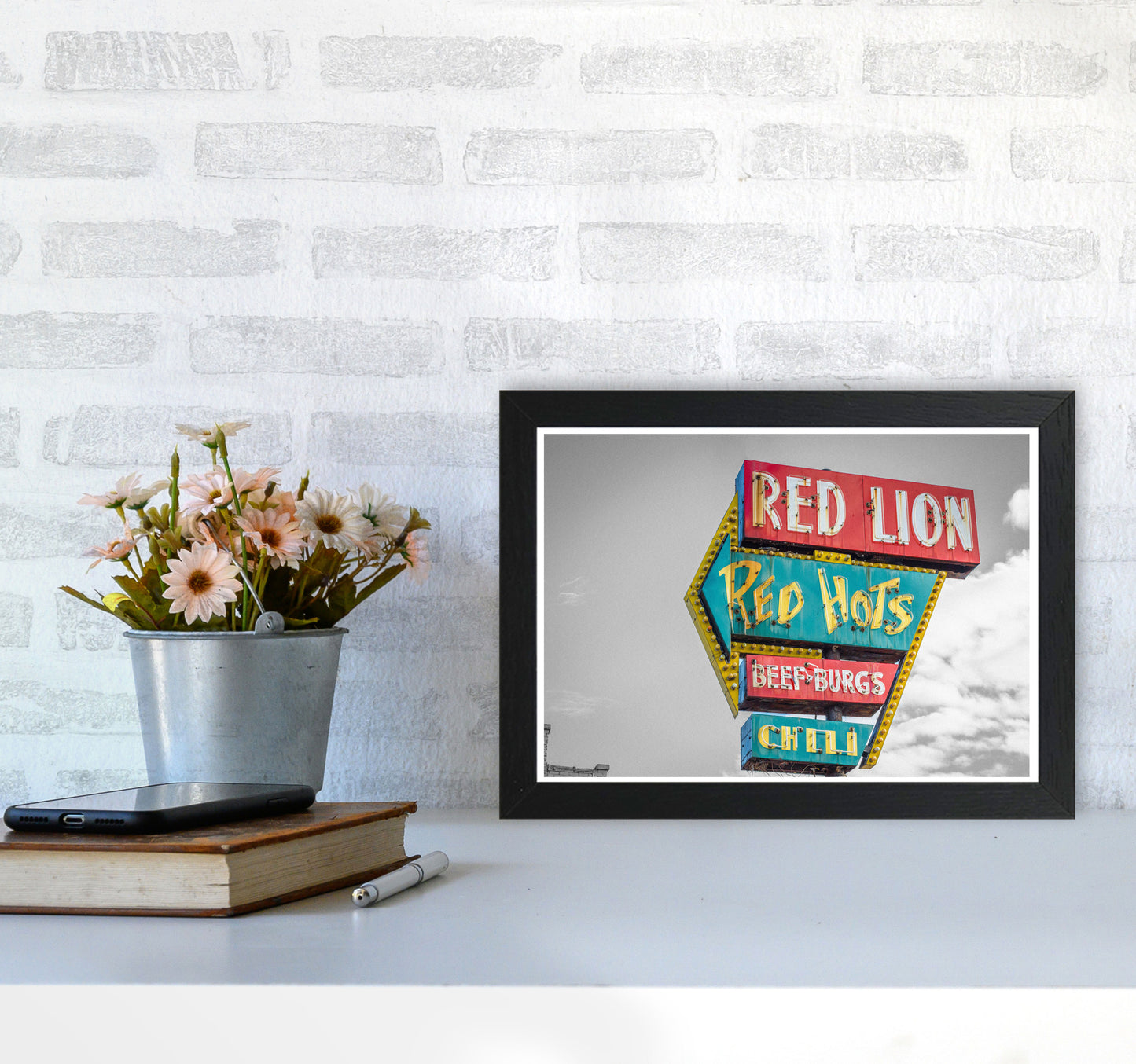 Vintage American Billboard Modern Print A4 White Frame