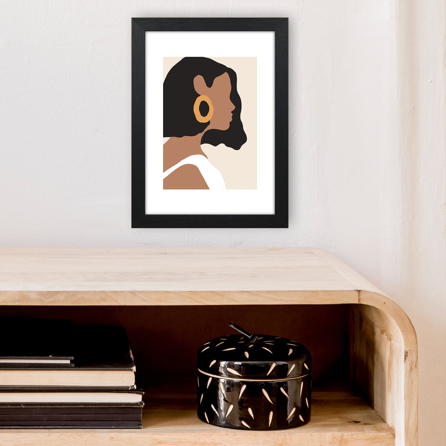 Mica Girl With Earring N6 Art Print by Pixy Paper A4 White Frame