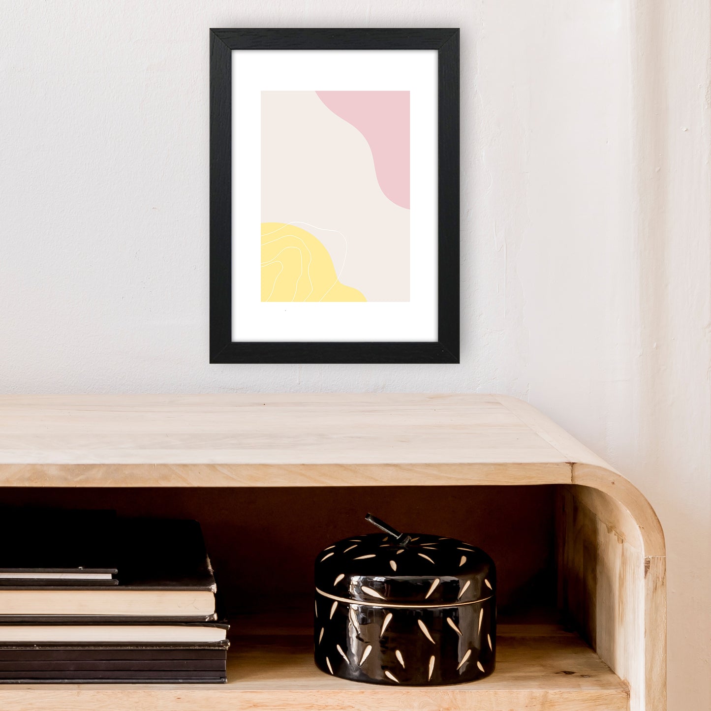 Mila Pink Abstract N18 Art Print by Pixy Paper A4 White Frame