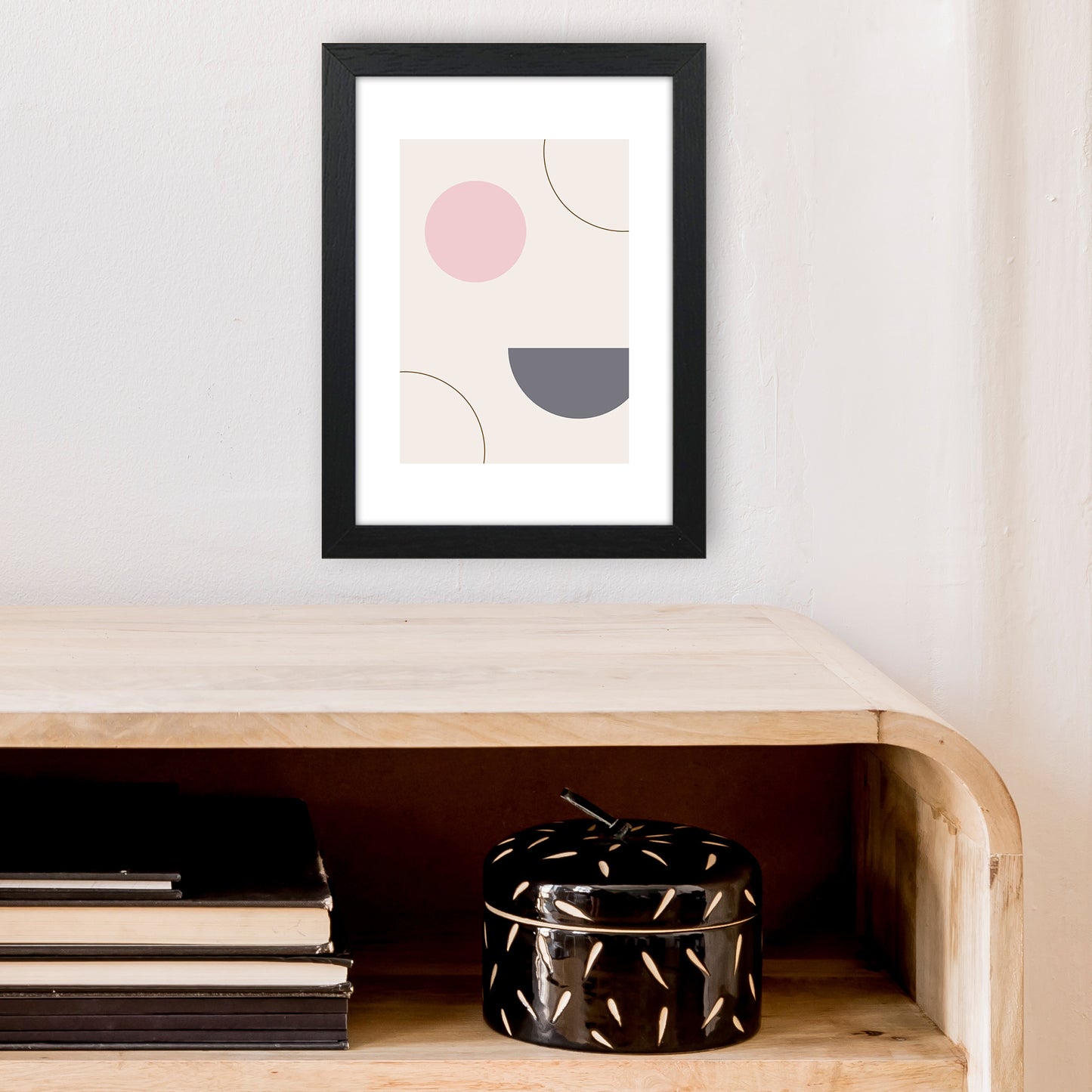 Mila Pink Abstract N23 Art Print by Pixy Paper A4 White Frame