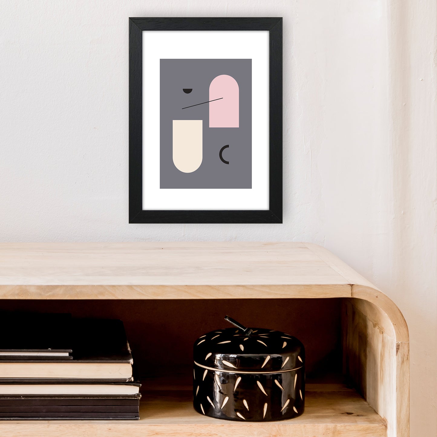 Mila Abstract Pink N5 Art Print by Pixy Paper A4 White Frame