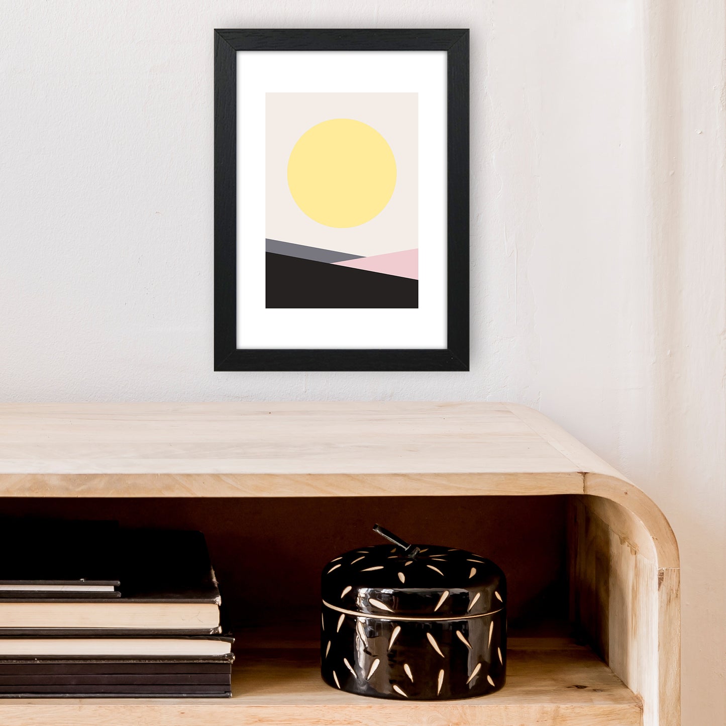 Mila Pink Big Sun N7 Art Print by Pixy Paper A4 White Frame