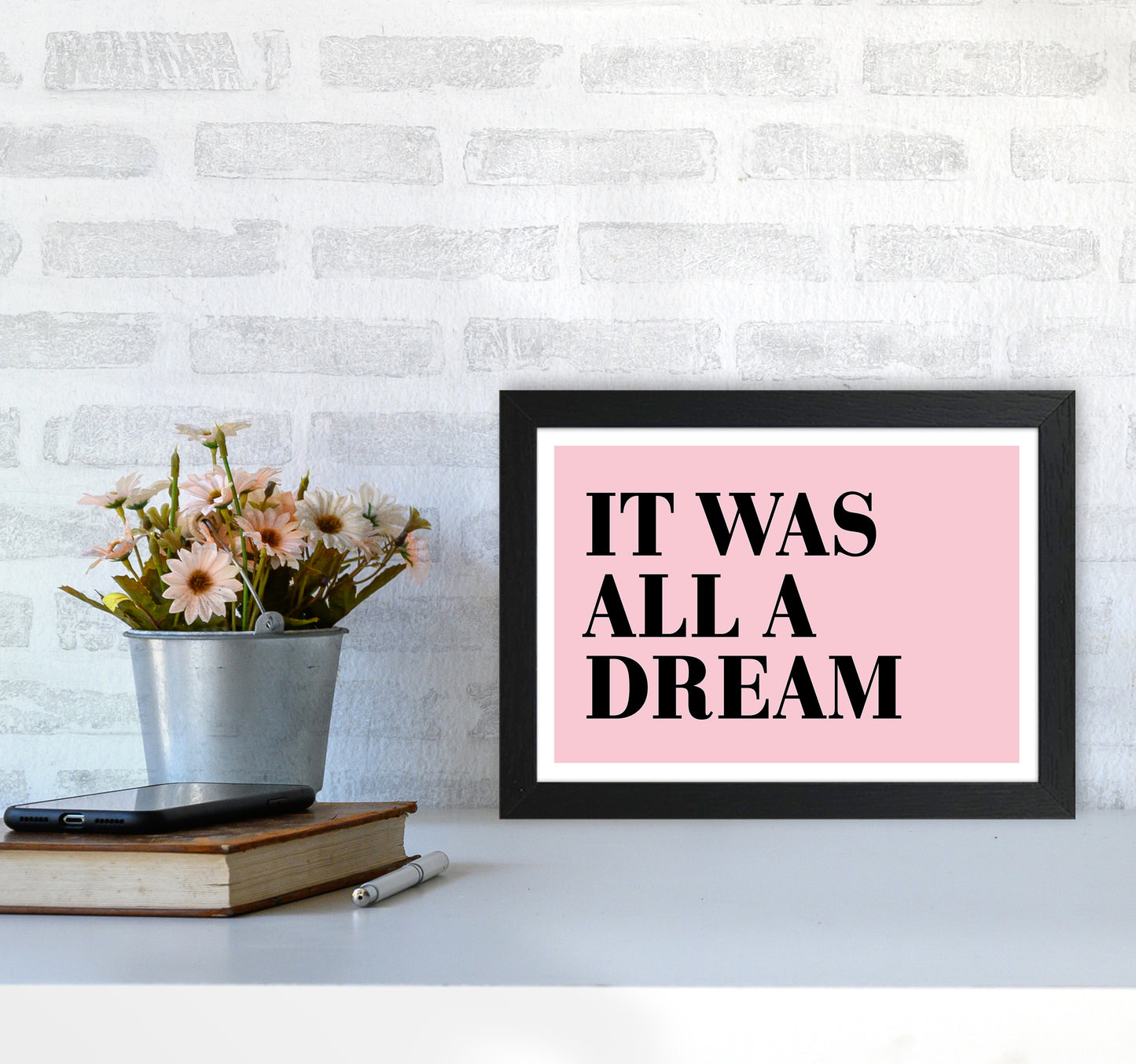 It Was All A Dream Neon Funk Art Print by Pixy Paper A4 White Frame