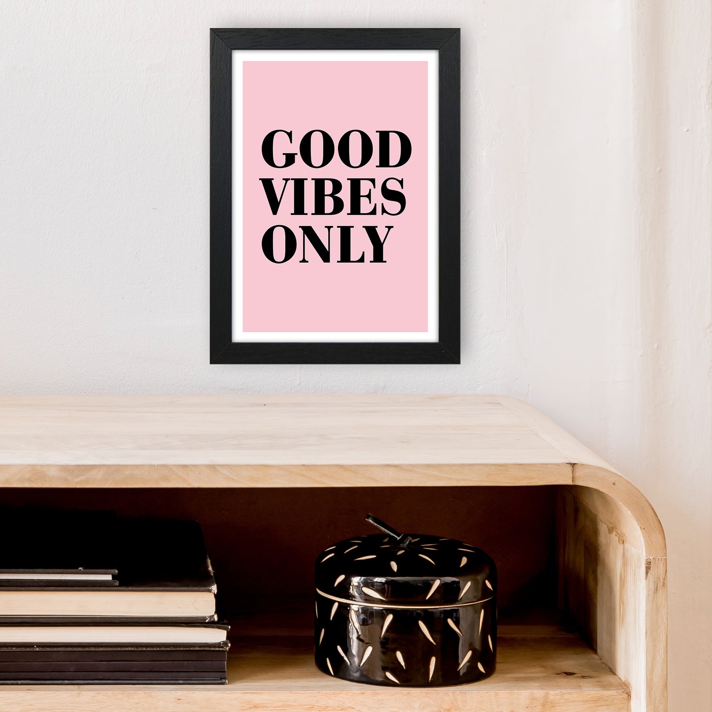 Good Vibes Only Neon Funk Art Print by Pixy Paper A4 White Frame