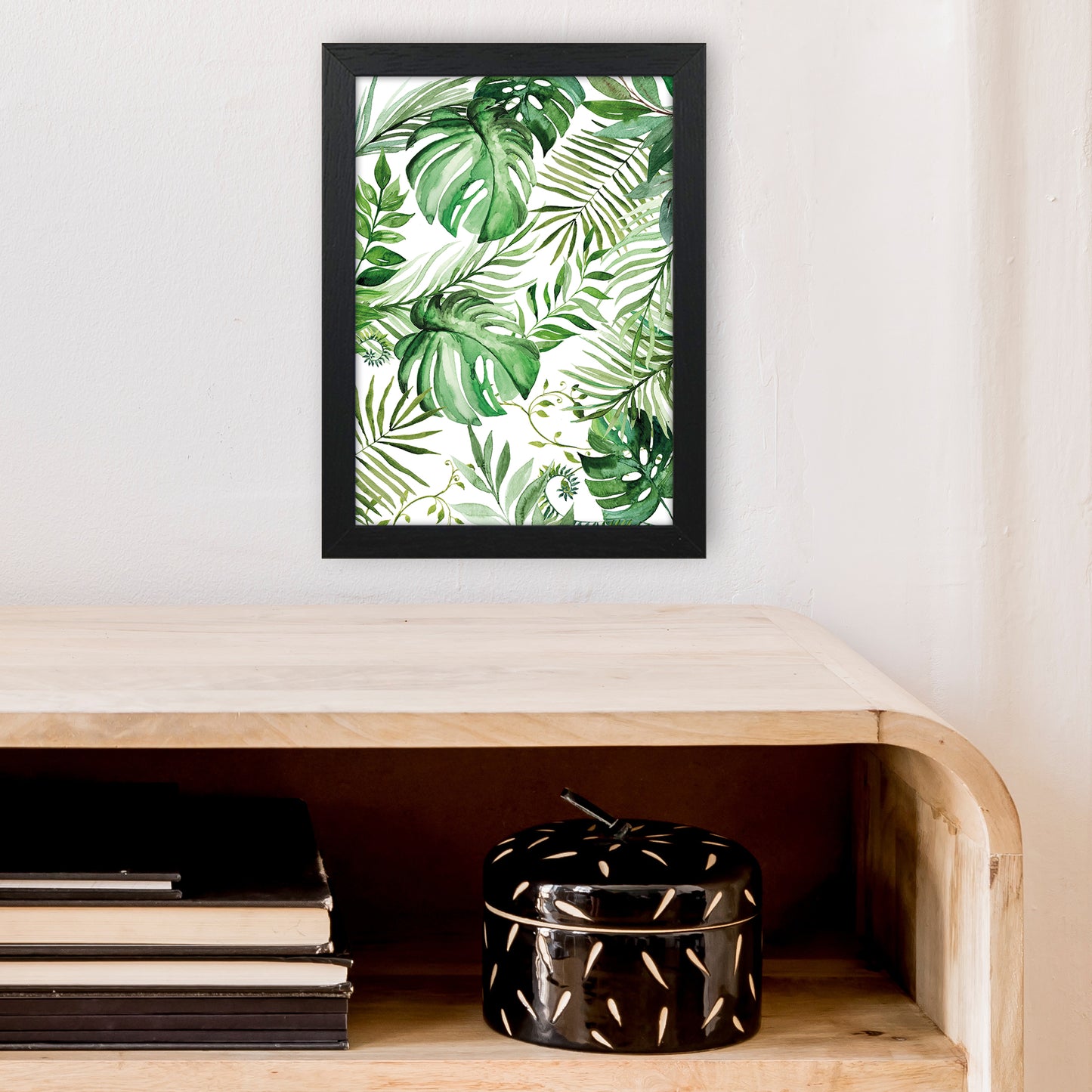 Full Page Leaves Exotic Art Print by Pixy Paper A4 White Frame