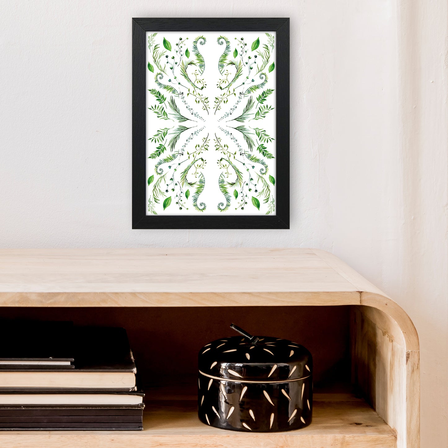 Mirrored Plants Exotic Art Print by Pixy Paper A4 White Frame