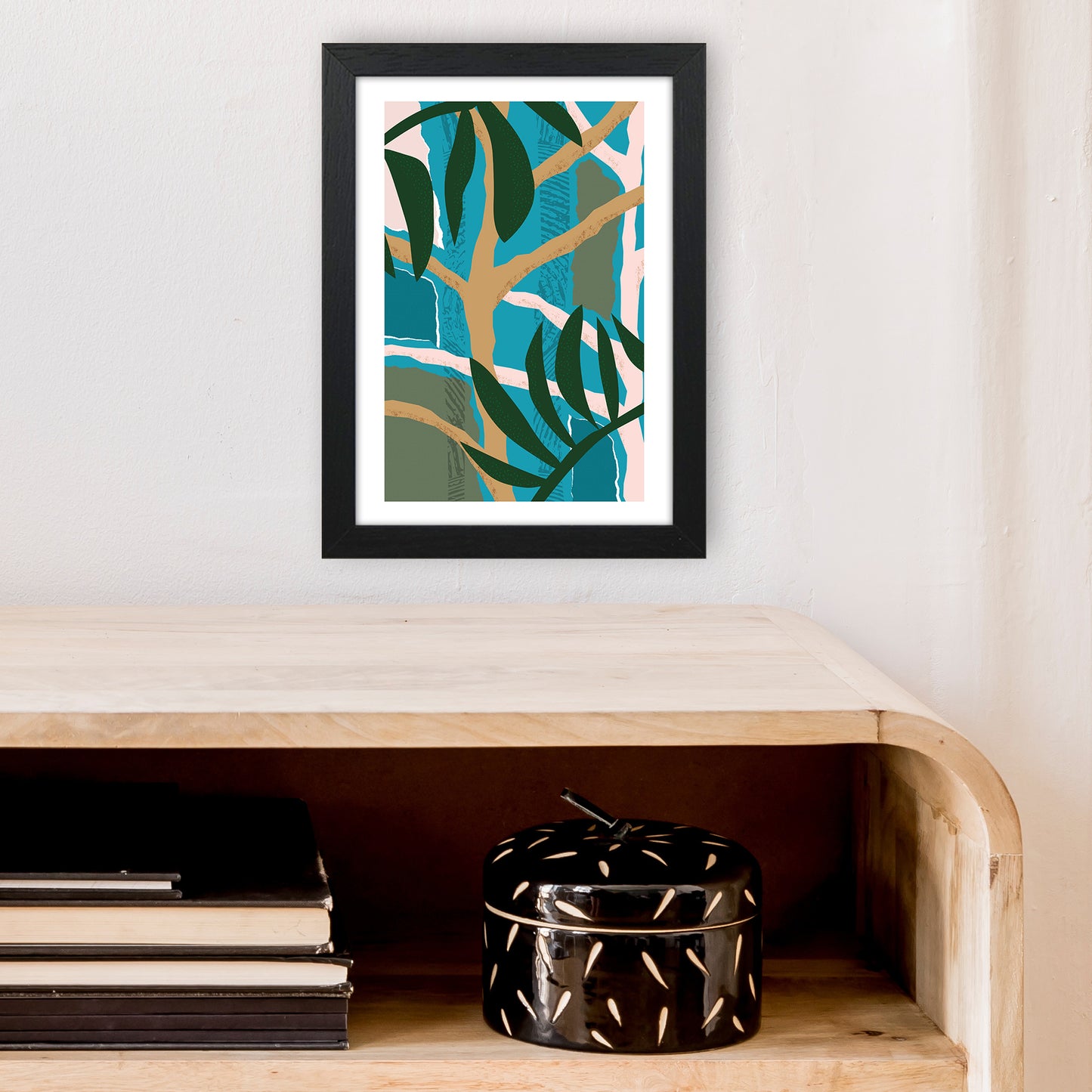 Jungle Tree Abstract Art Print by Pixy Paper A4 White Frame
