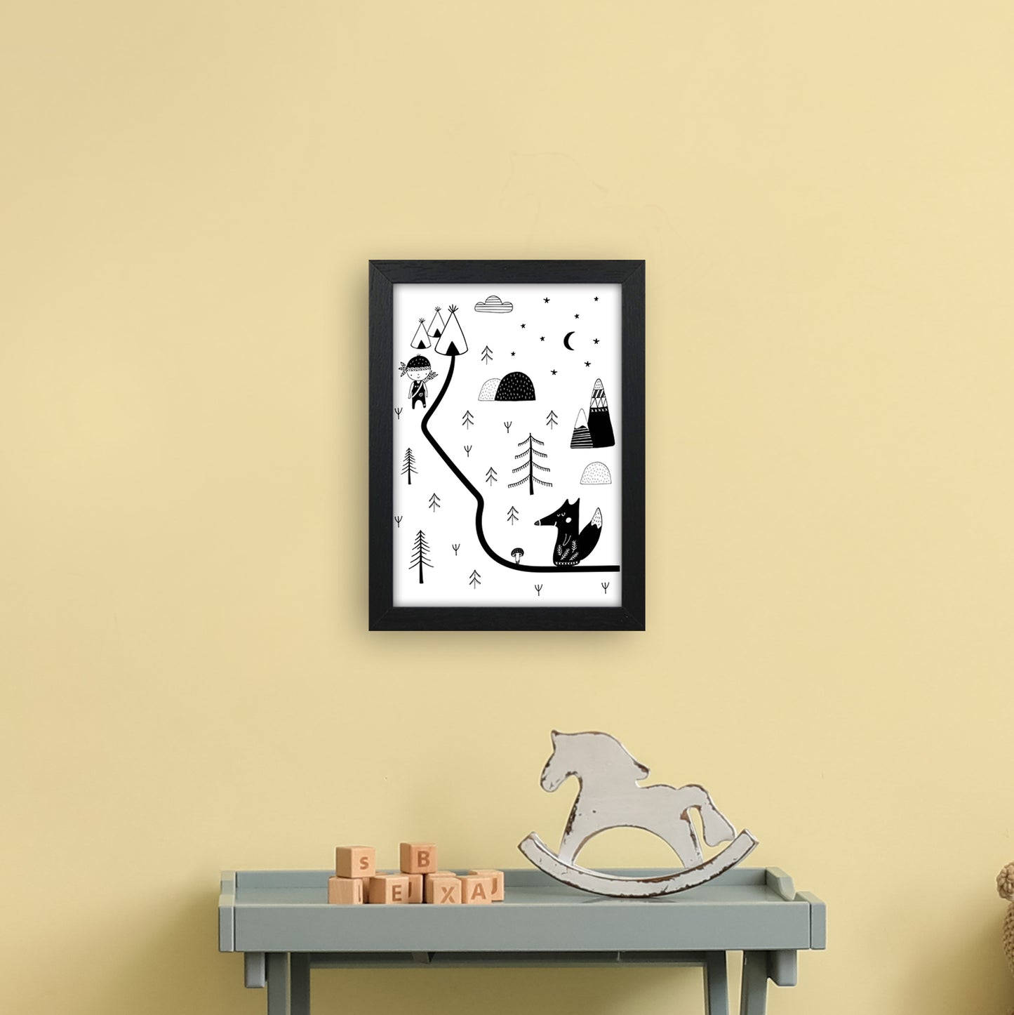 Little Explorer Winding Road Art Print by Pixy Paper A4 White Frame