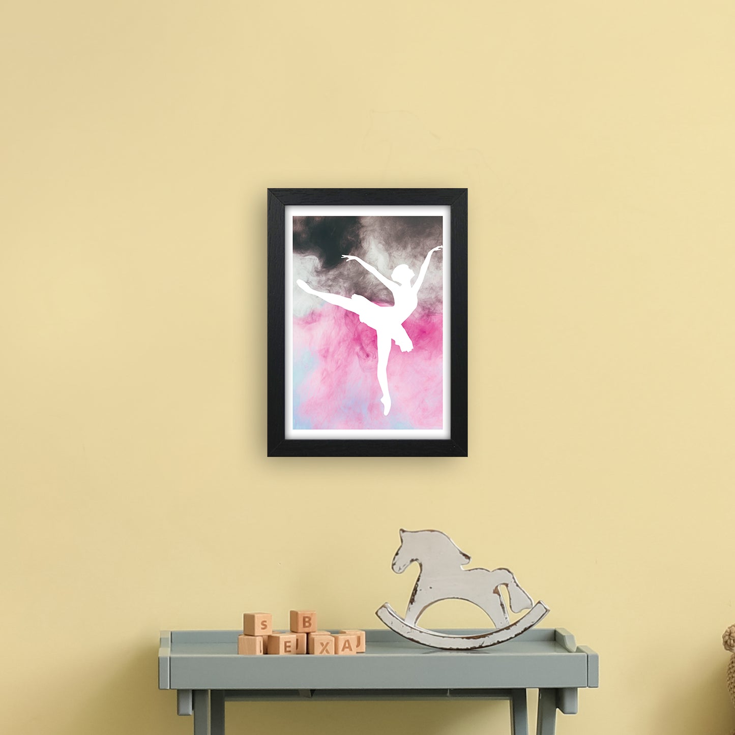 Ballerina Watercolour Art Print by Pixy Paper A4 White Frame