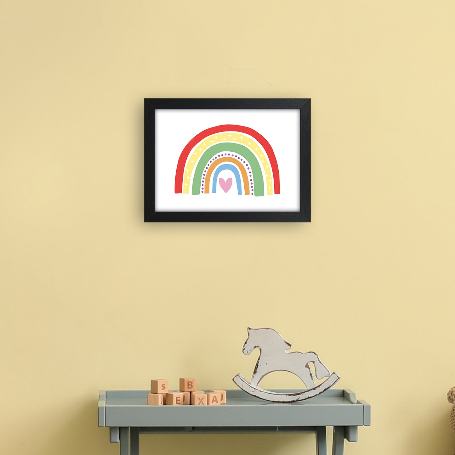 Rainbow With Heart Art Print by Pixy Paper A4 White Frame