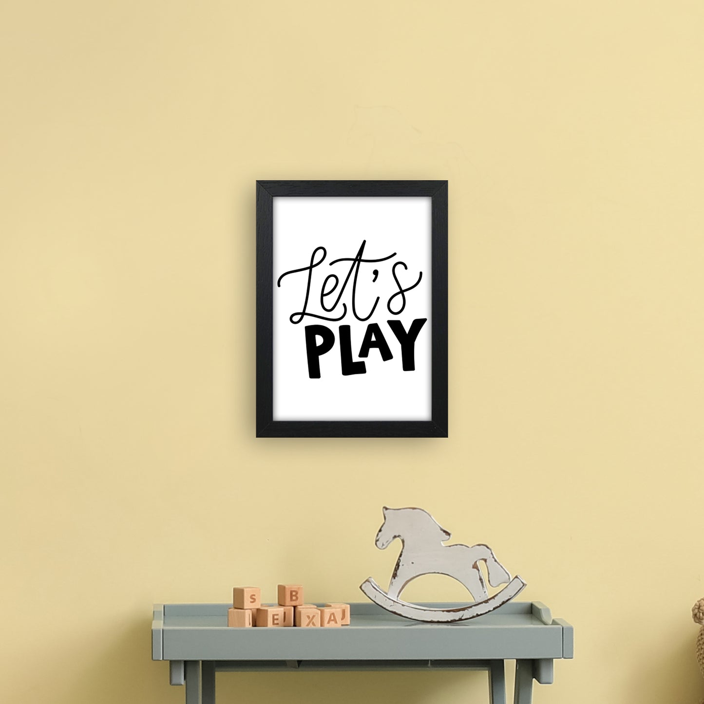 Let'S Play Black Art Print by Pixy Paper A4 White Frame