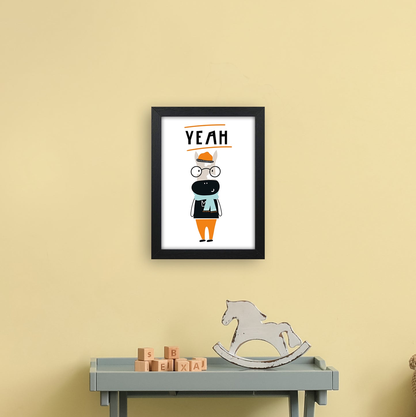 Yeah Animal Pop Art Print by Pixy Paper A4 White Frame