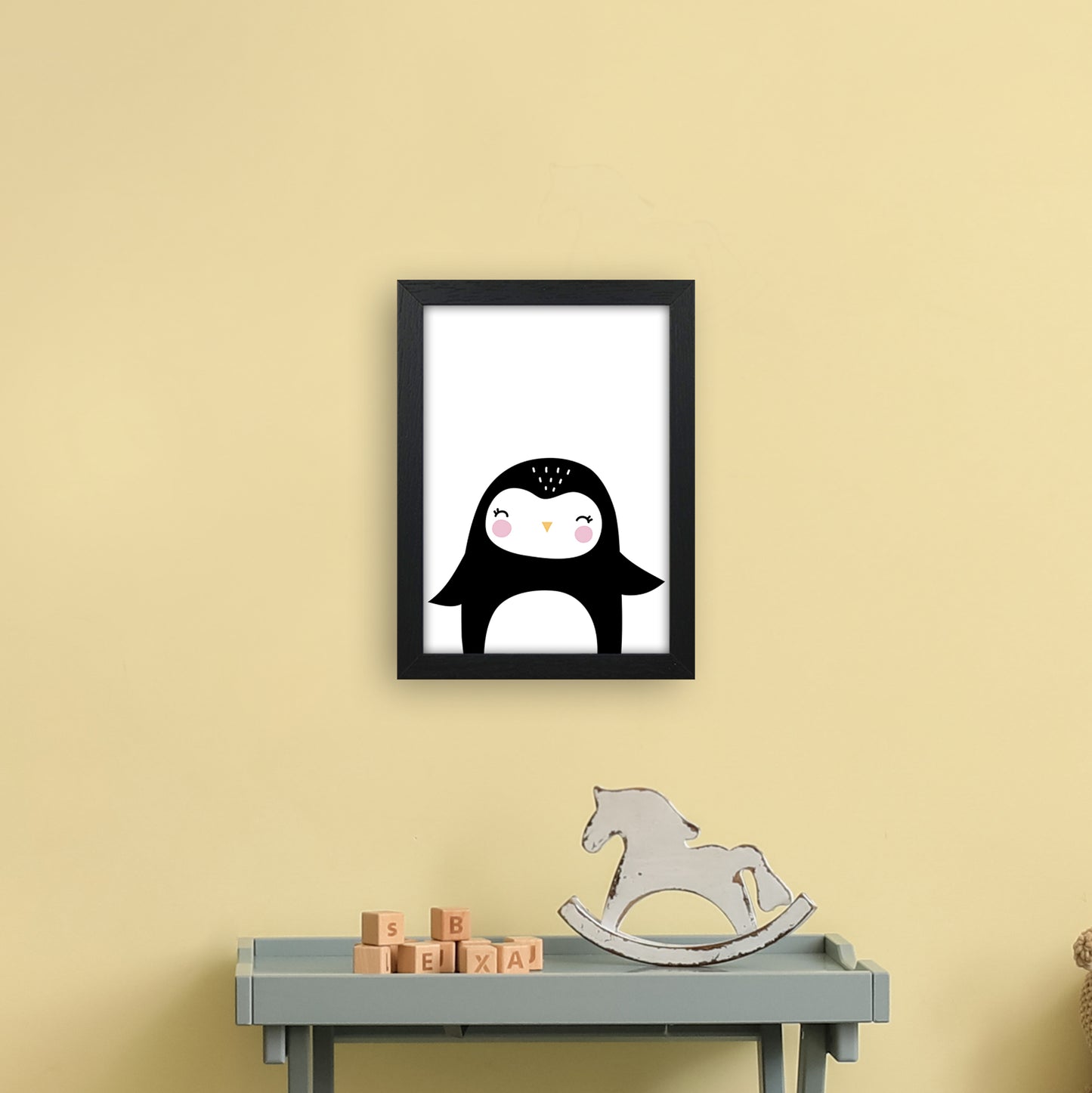 Penguin Art Print by Pixy Paper A4 White Frame