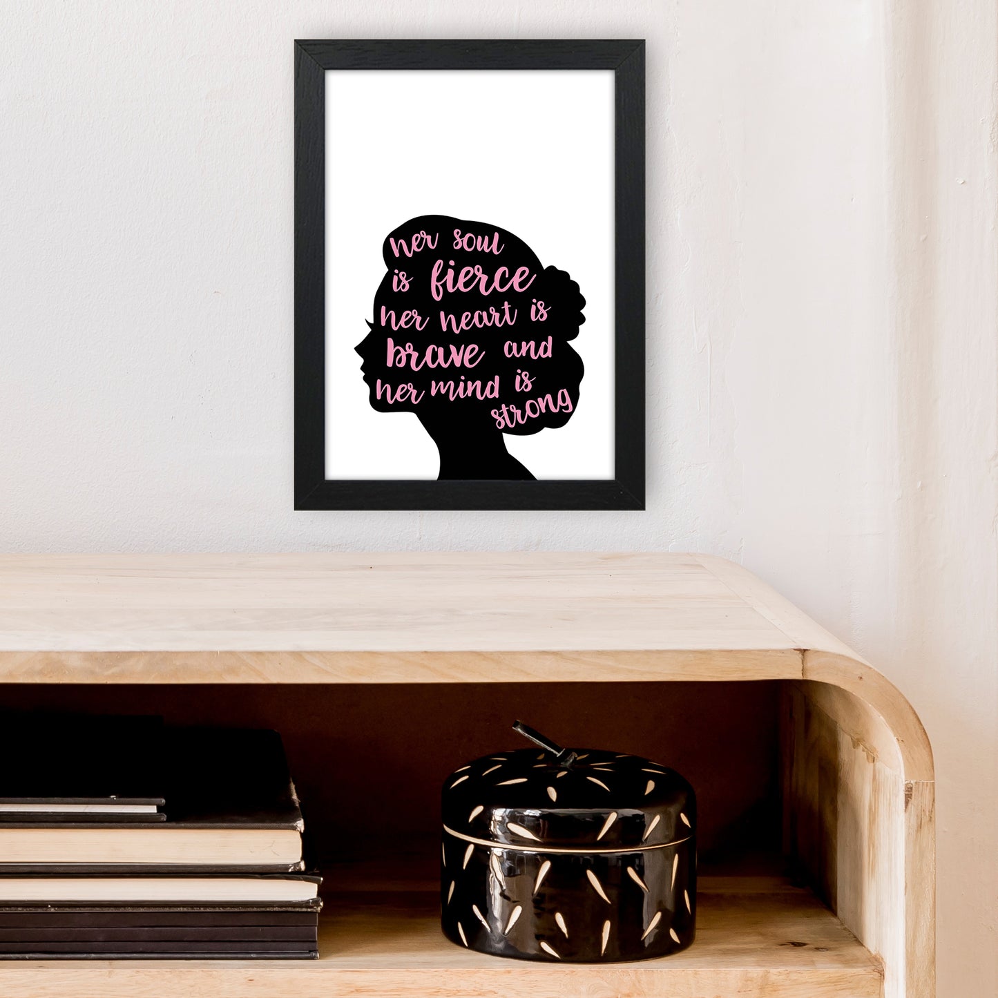 Her Soul Is Fierce Pink Art Print by Pixy Paper A4 White Frame