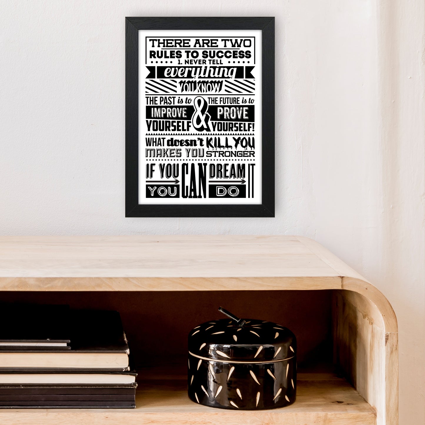 Rules To Success Vintage Art Print by Pixy Paper A4 White Frame
