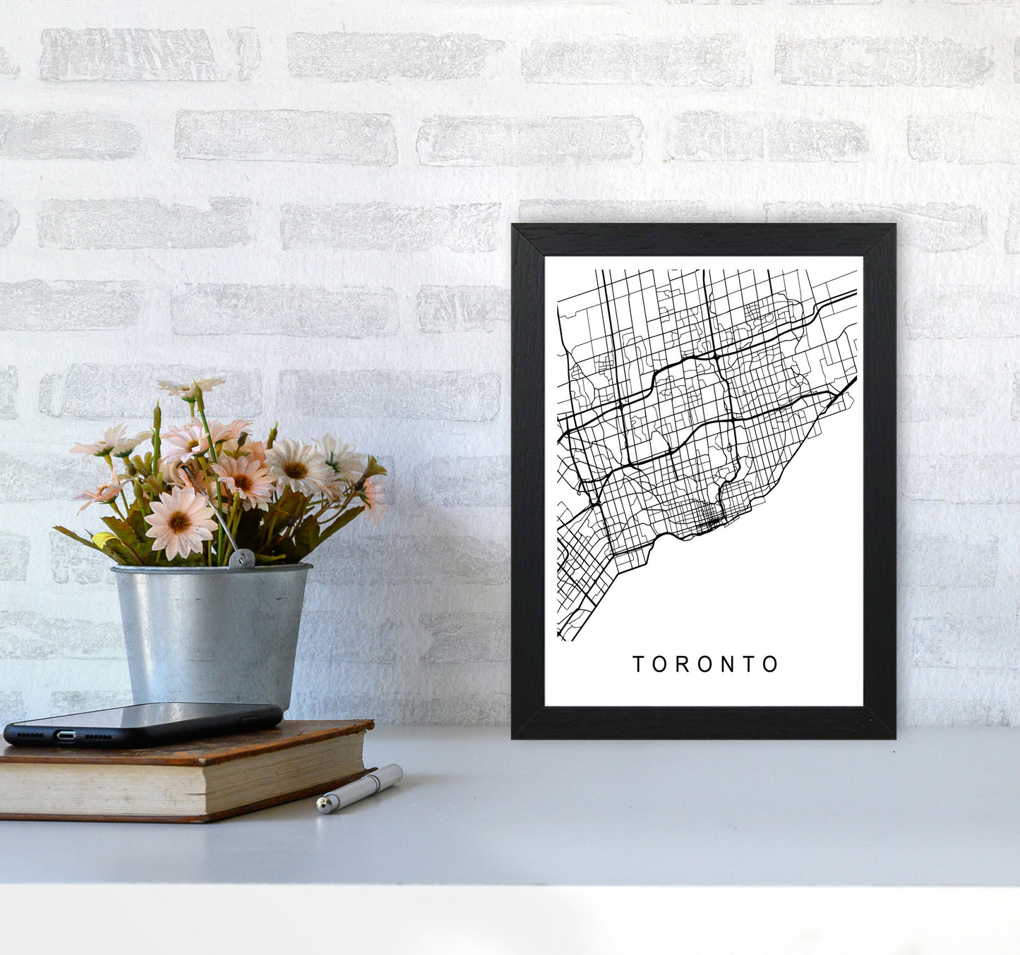 Toronto Map Art Print by Pixy Paper A4 White Frame