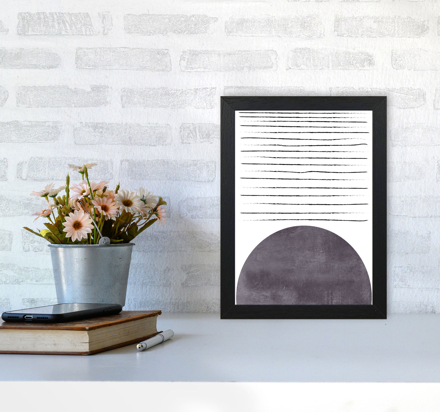 Sun lines pink cotton Art Print by Pixy Paper A4 White Frame