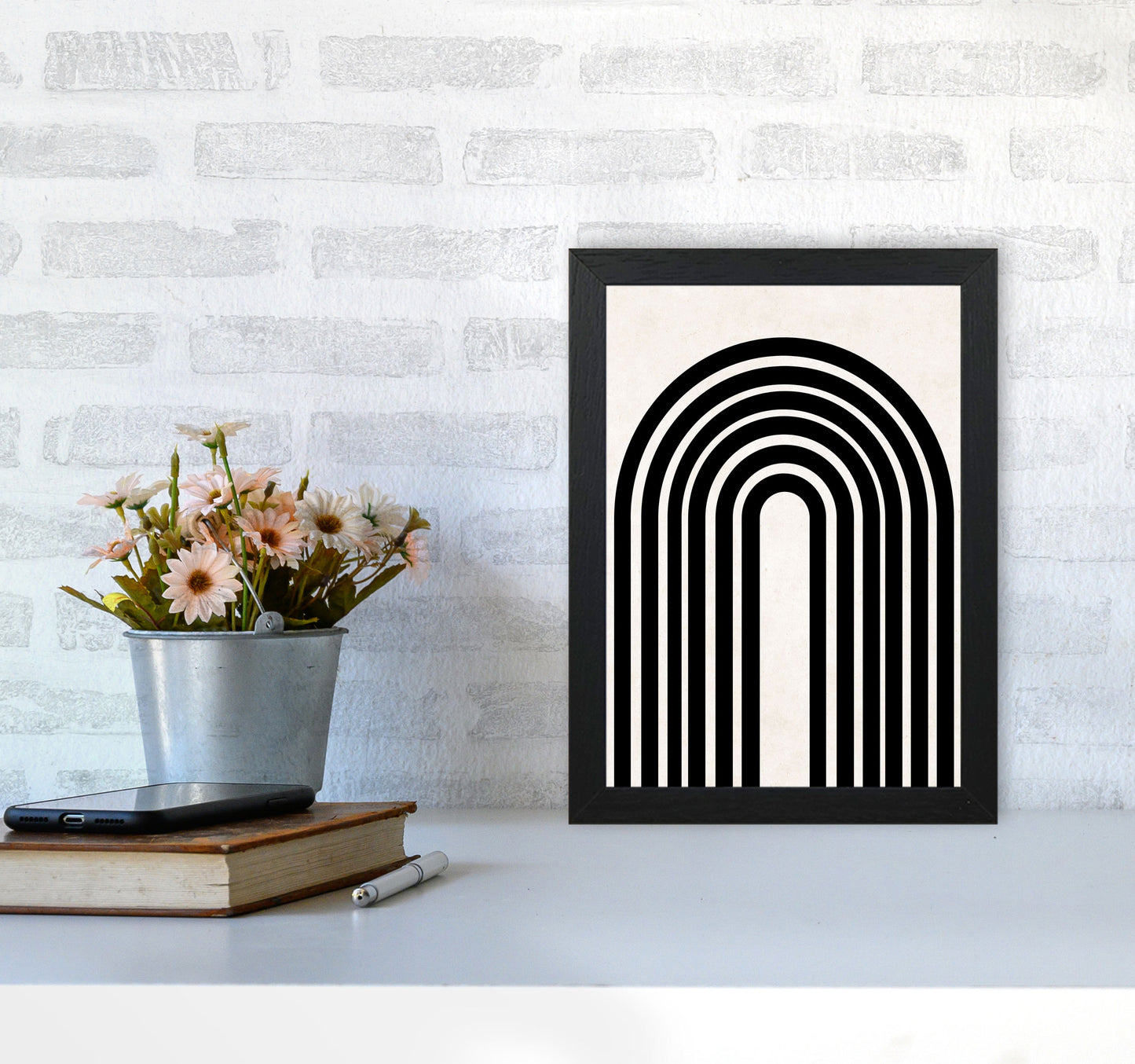 Black rainbow Art Print by Pixy Paper A4 White Frame