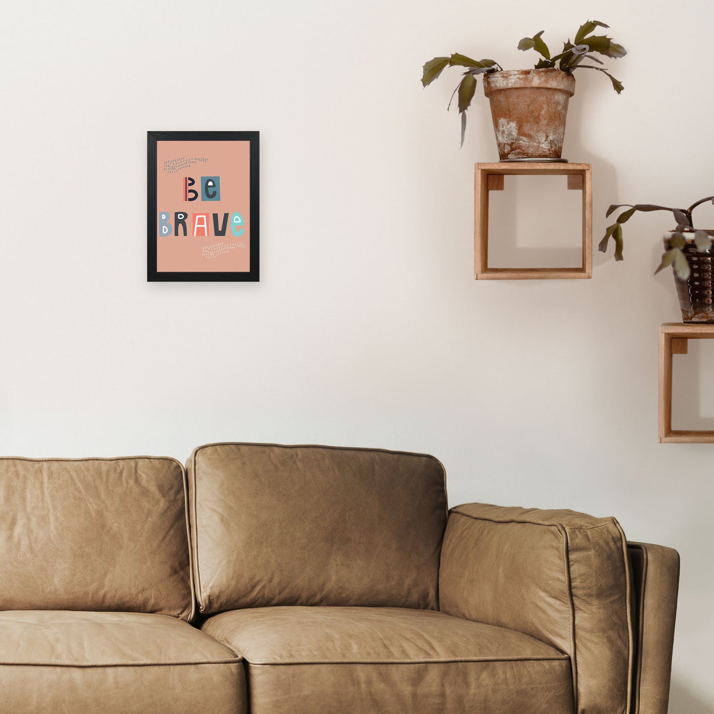Be brave Neutral kids Art Print by Pixy Paper A4 White Frame