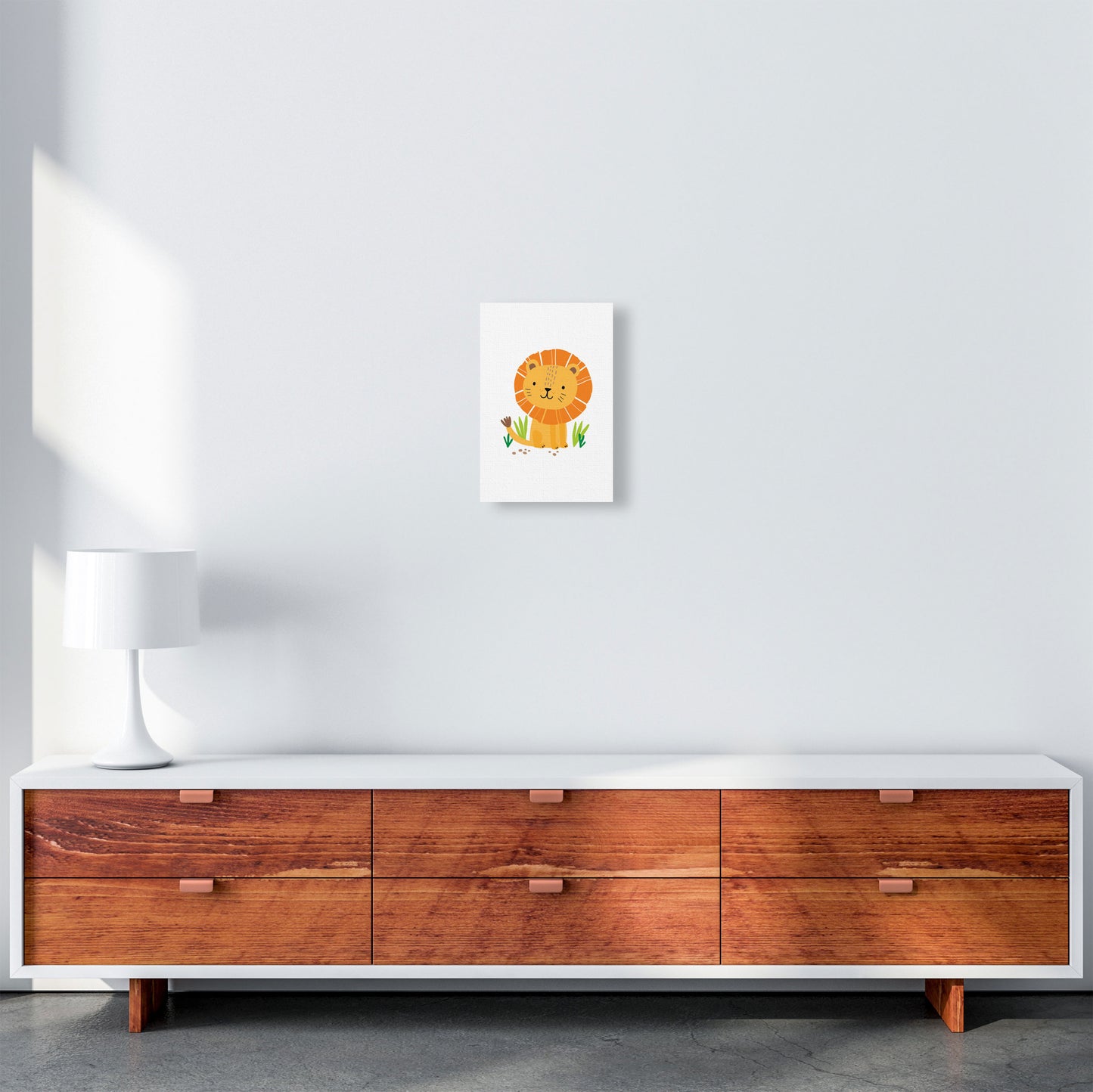 Children's Animals, Lion Modern Print A4 Canvas
