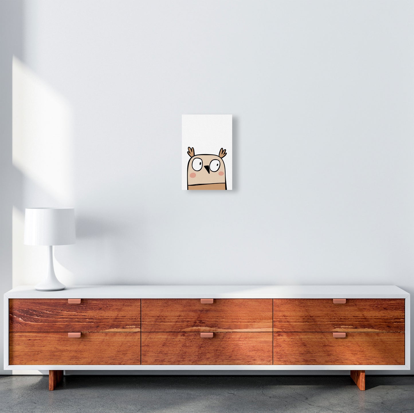 Scandi Owl Framed Nursey Wall Art Print A4 Canvas