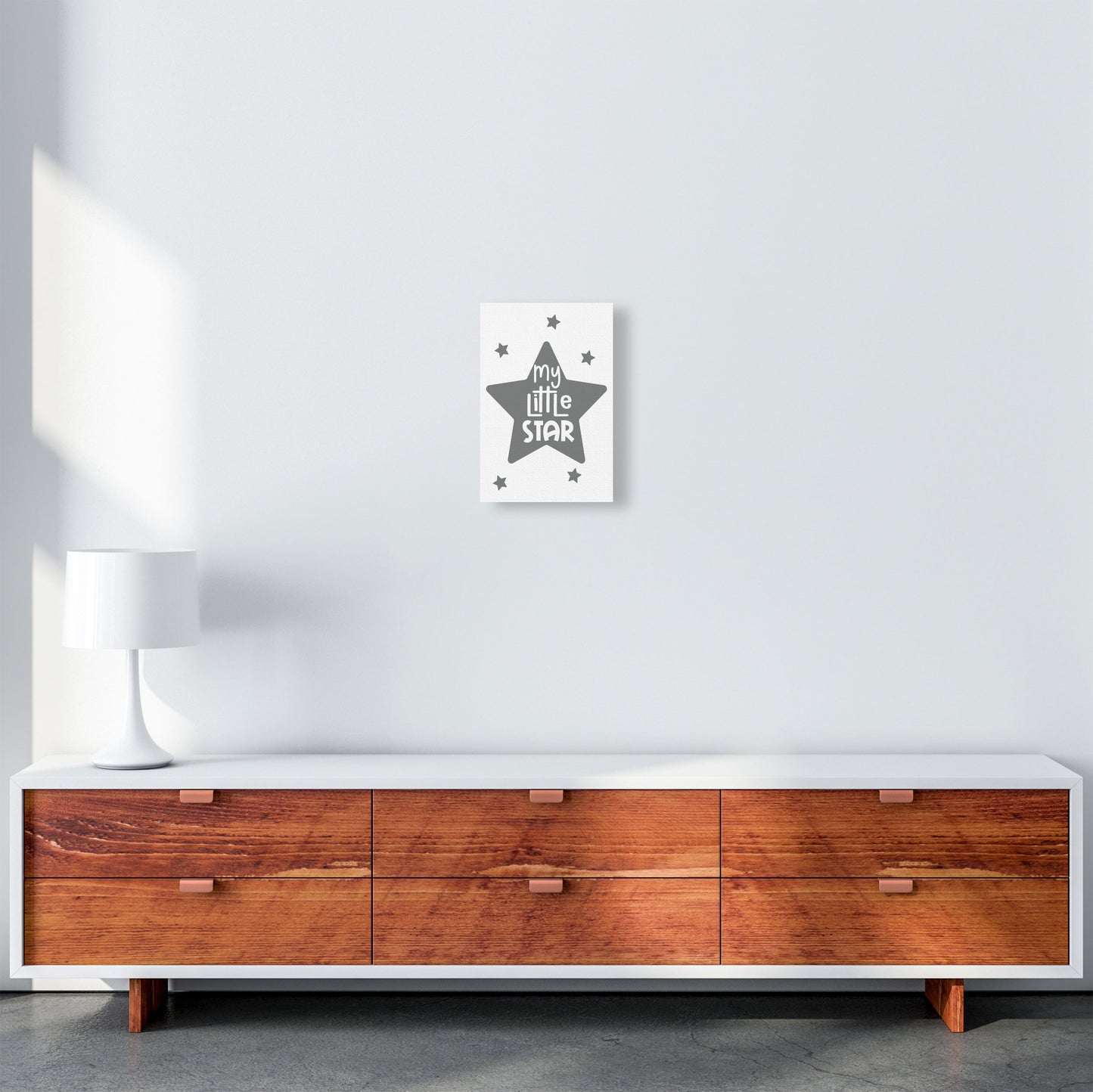 My Little Star Grey Framed Nursey Wall Art Print A4 Canvas