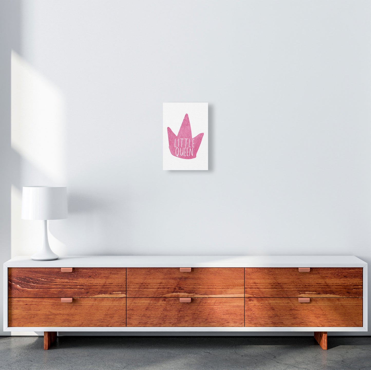 Little Queen Pink Crown Watercolour Modern Print A4 Canvas
