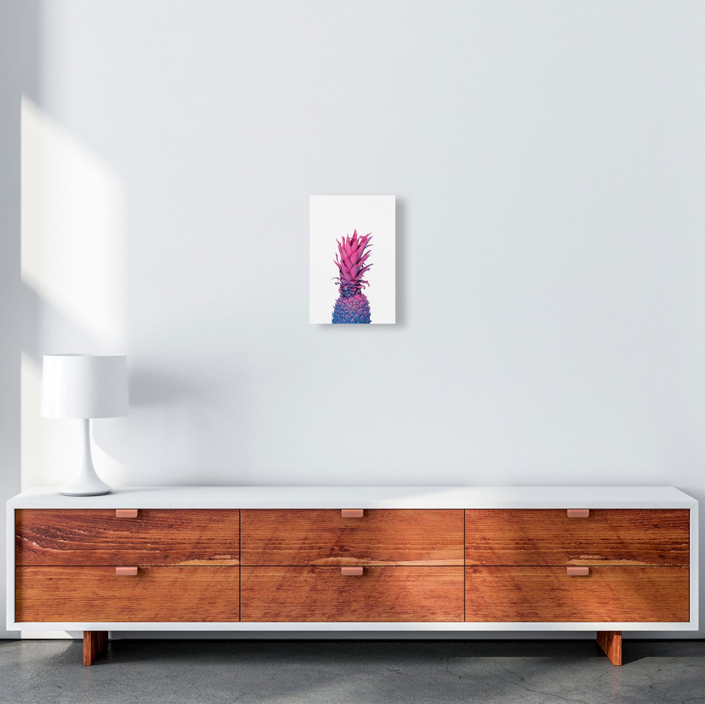 Purple And Blue Pineapple Modern Print A4 Canvas