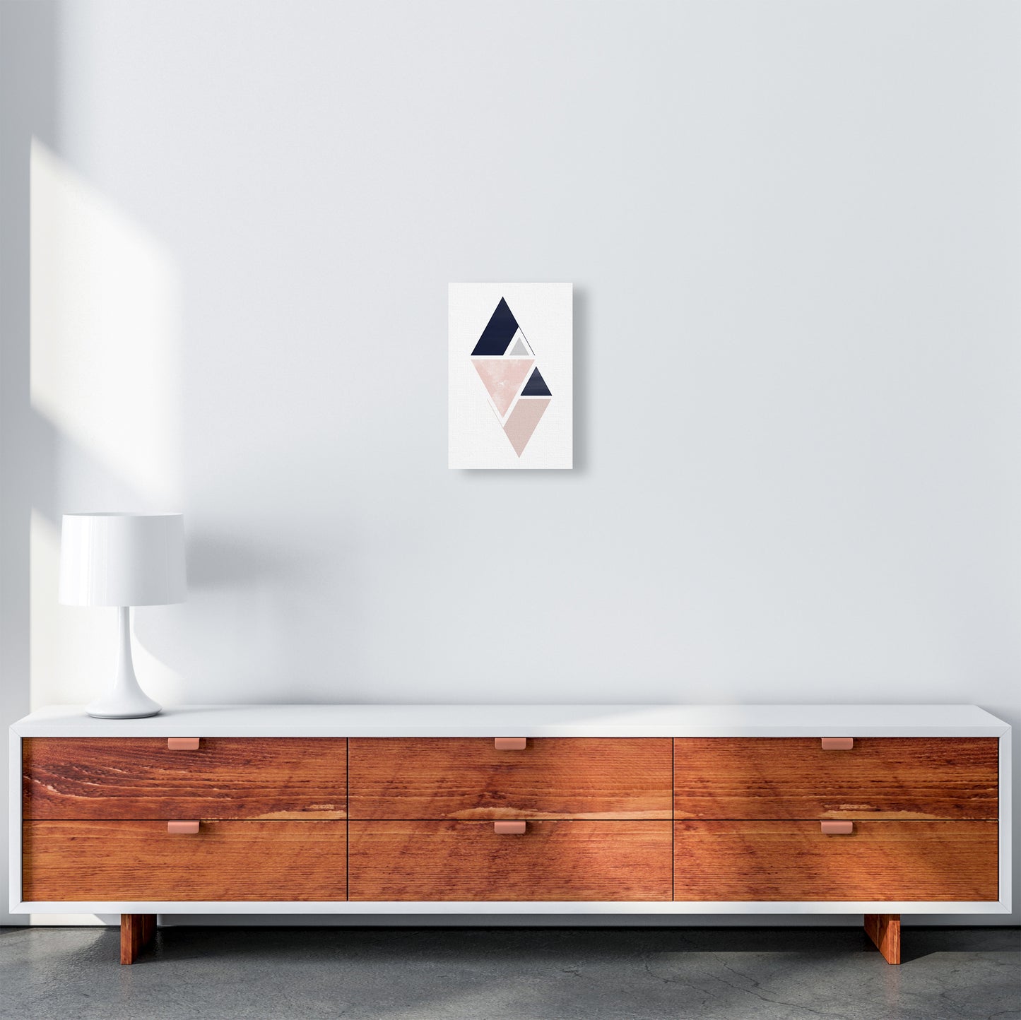 Navy And Marble Pink 3 Art Print by Pixy Paper A4 Canvas