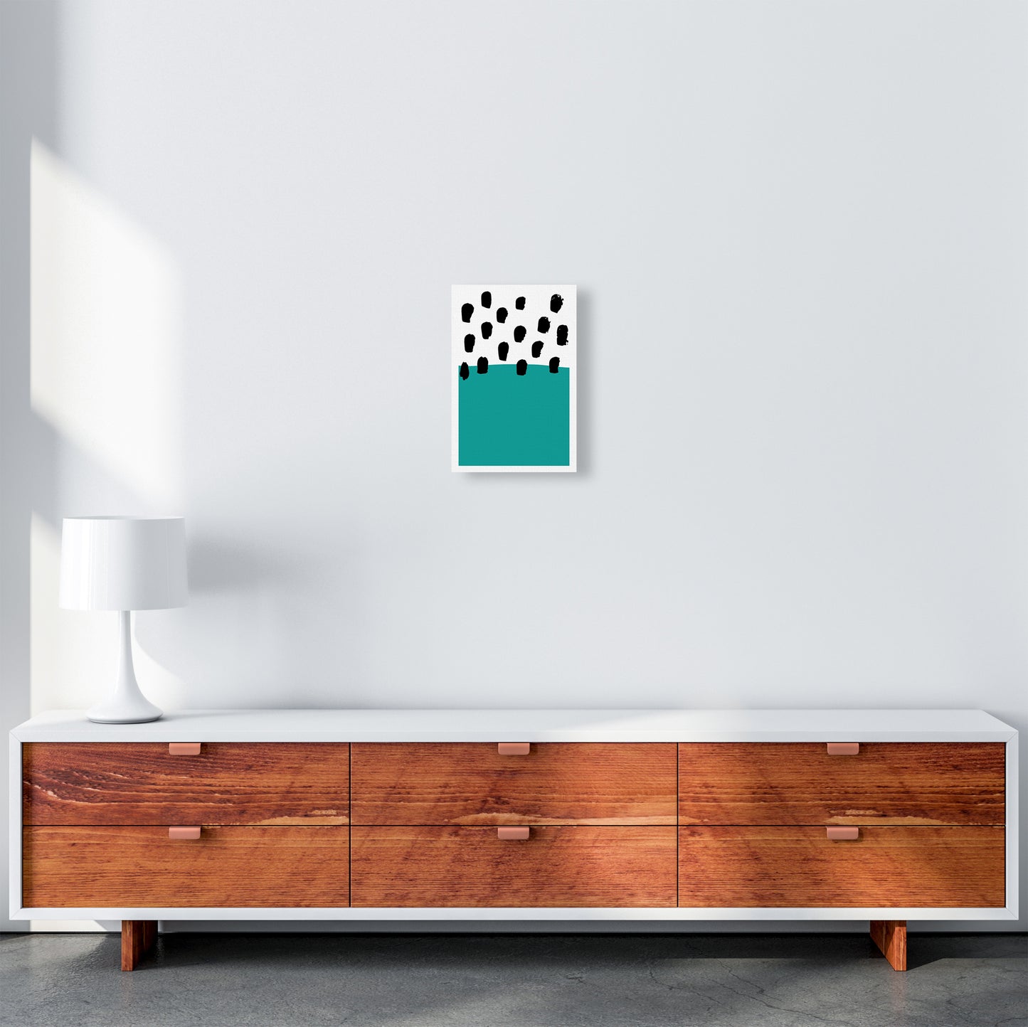 Teal Polka Neon Funk Art Print by Pixy Paper A4 Canvas